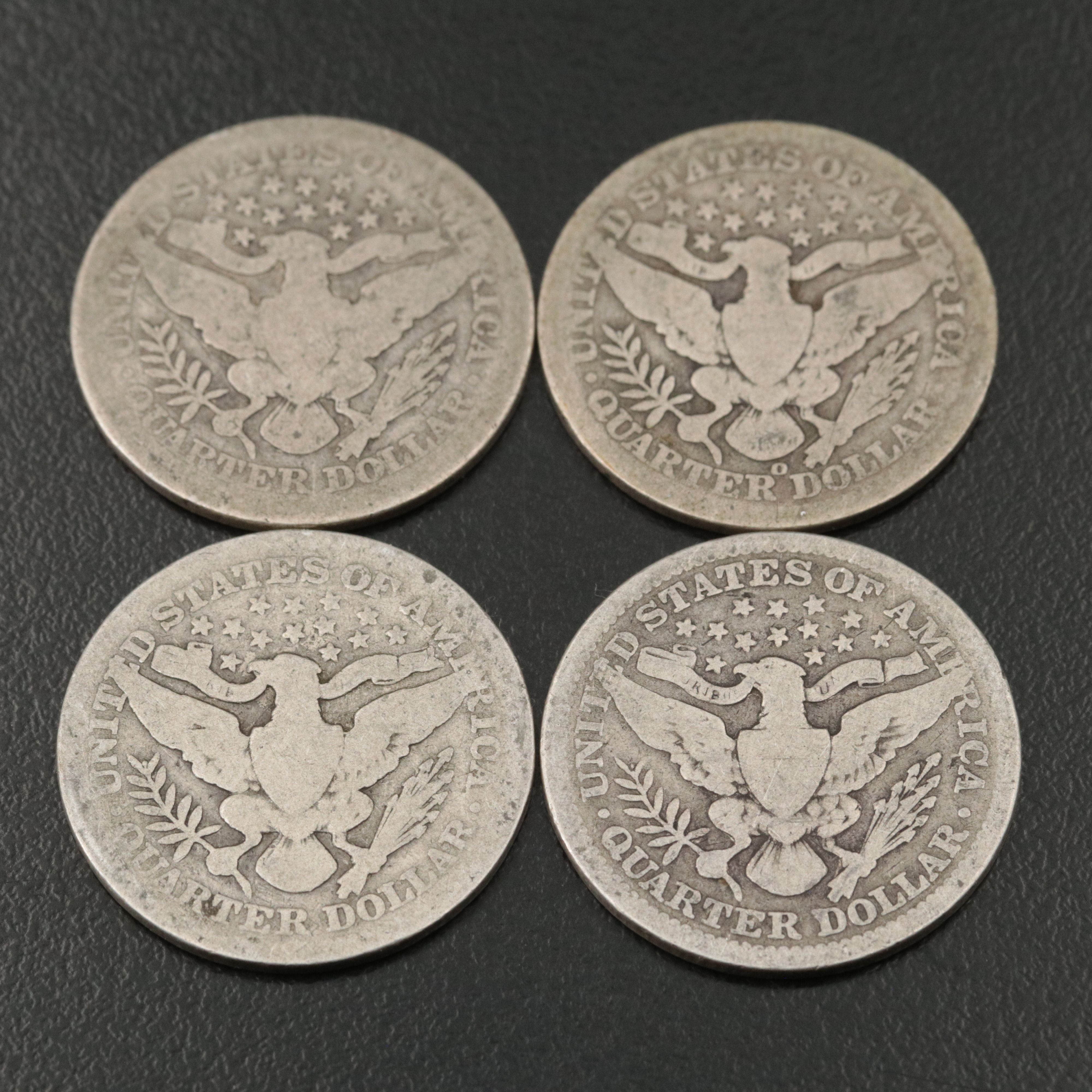 Ten Barber Silver Quarters