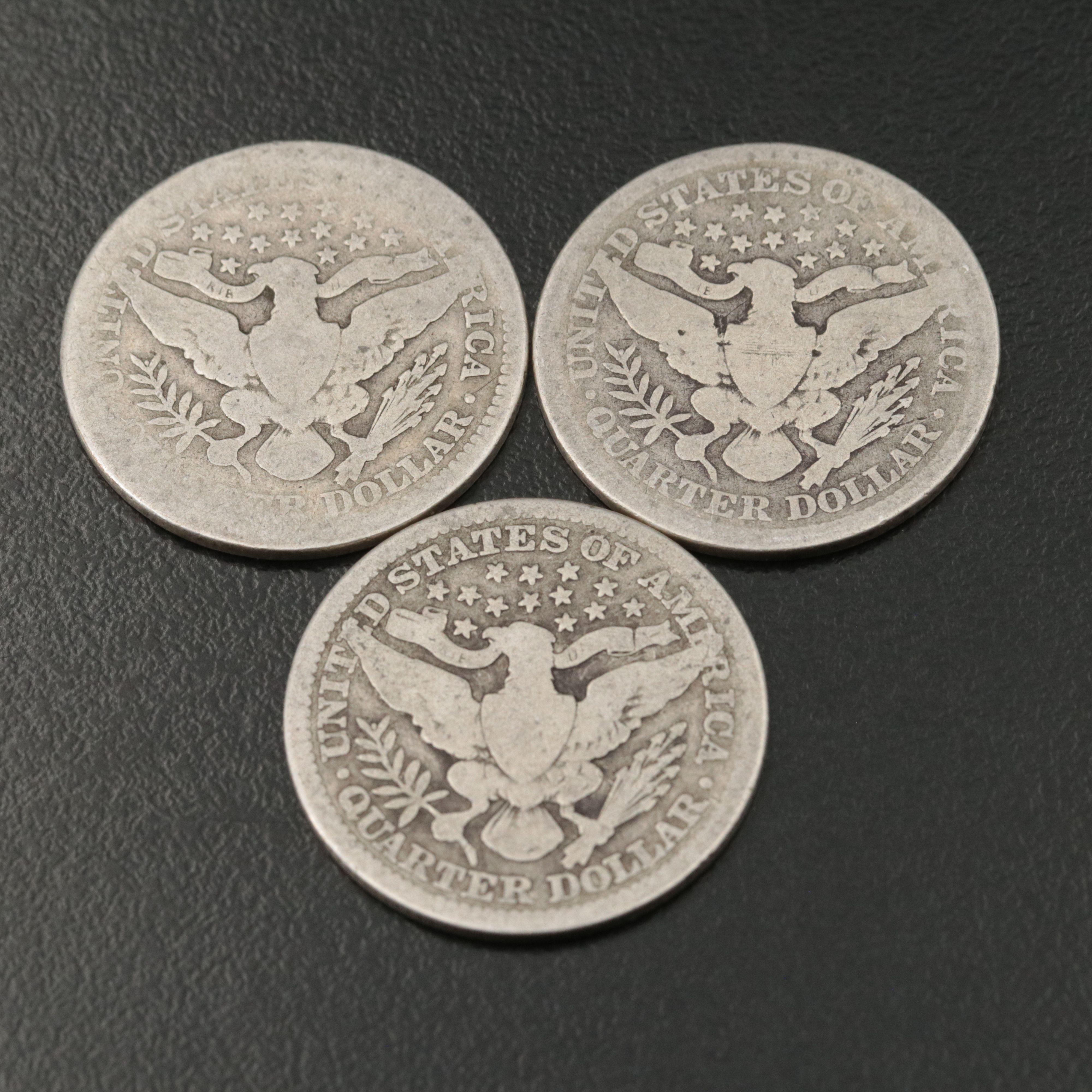 Ten Barber Silver Quarters
