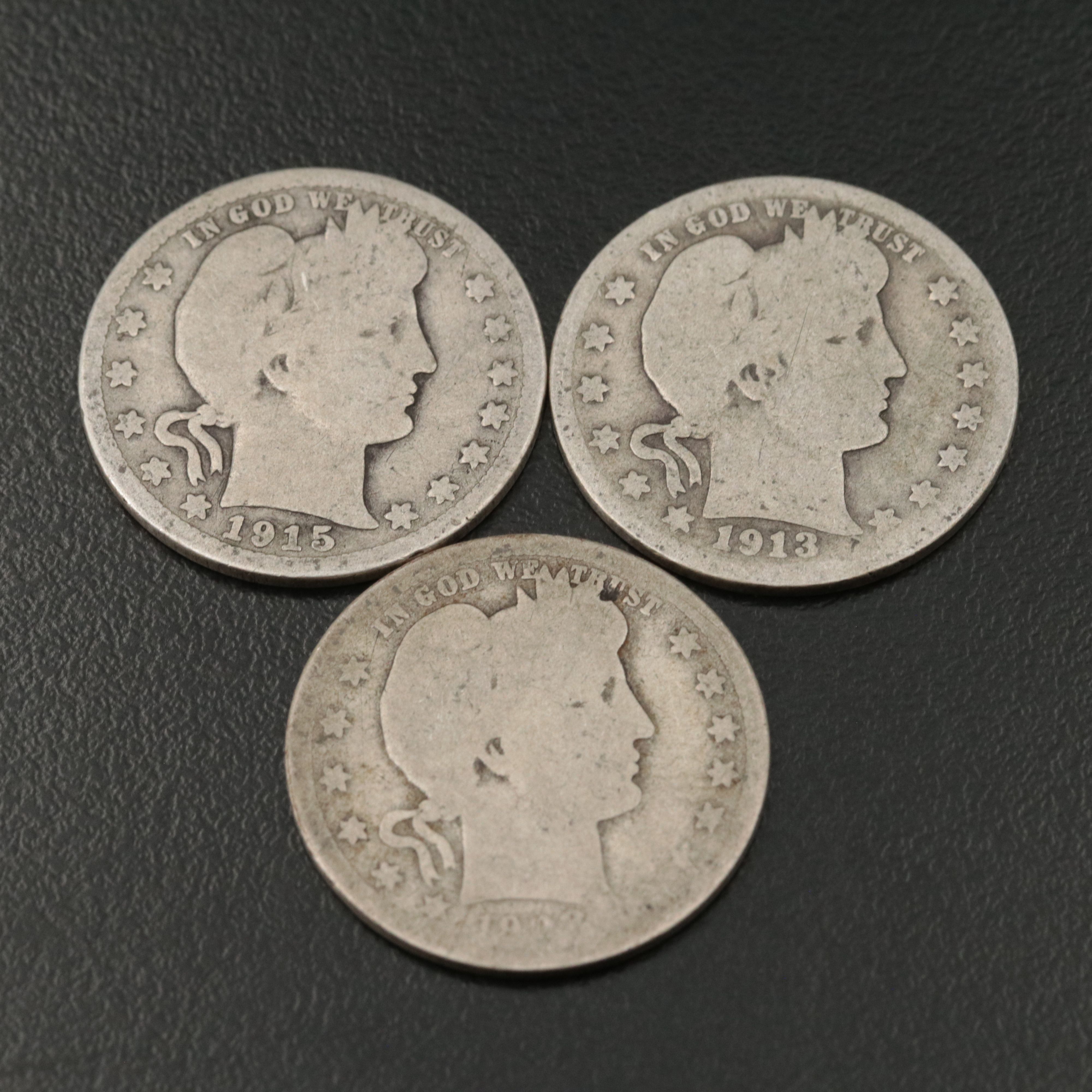Ten Barber Silver Quarters
