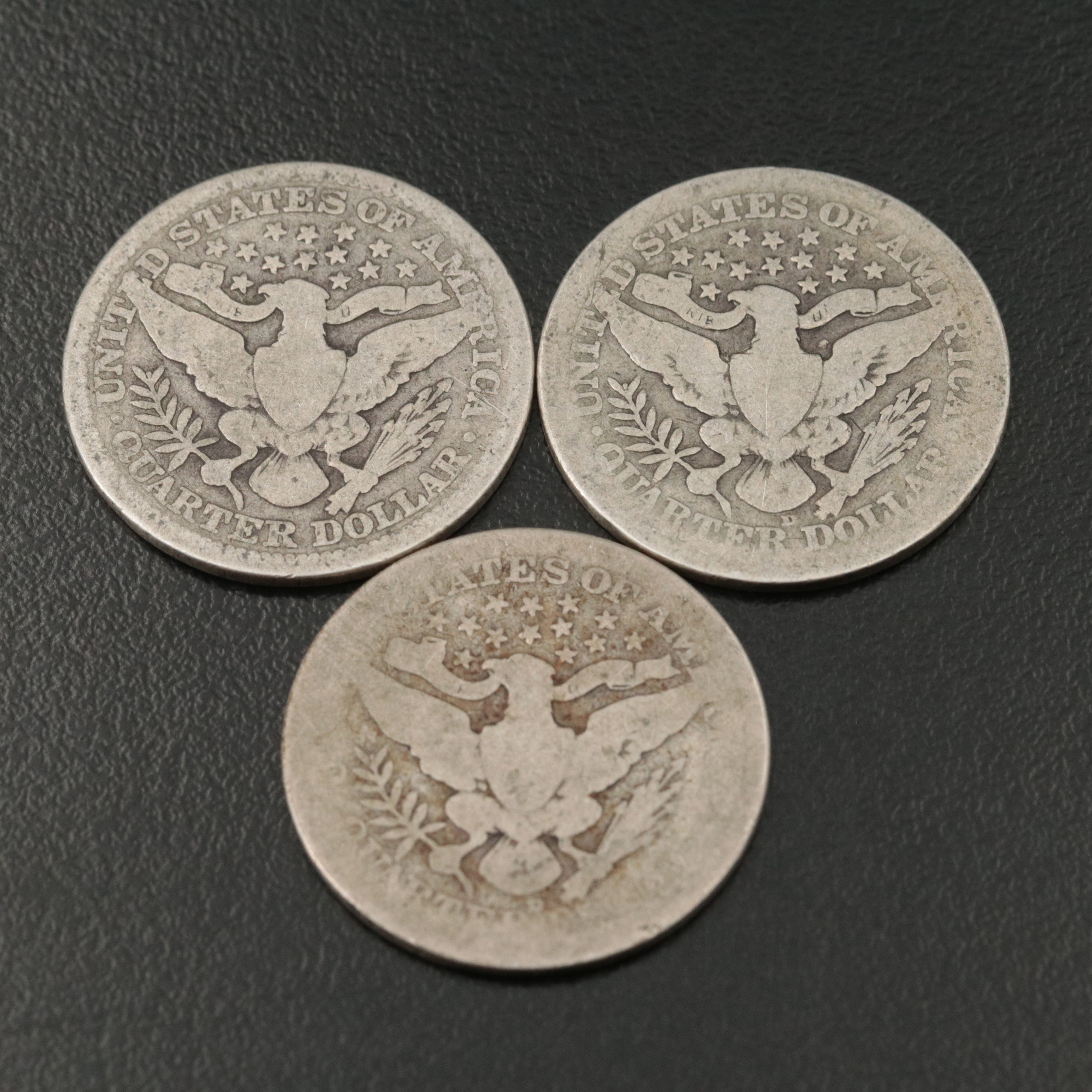 Ten Barber Silver Quarters