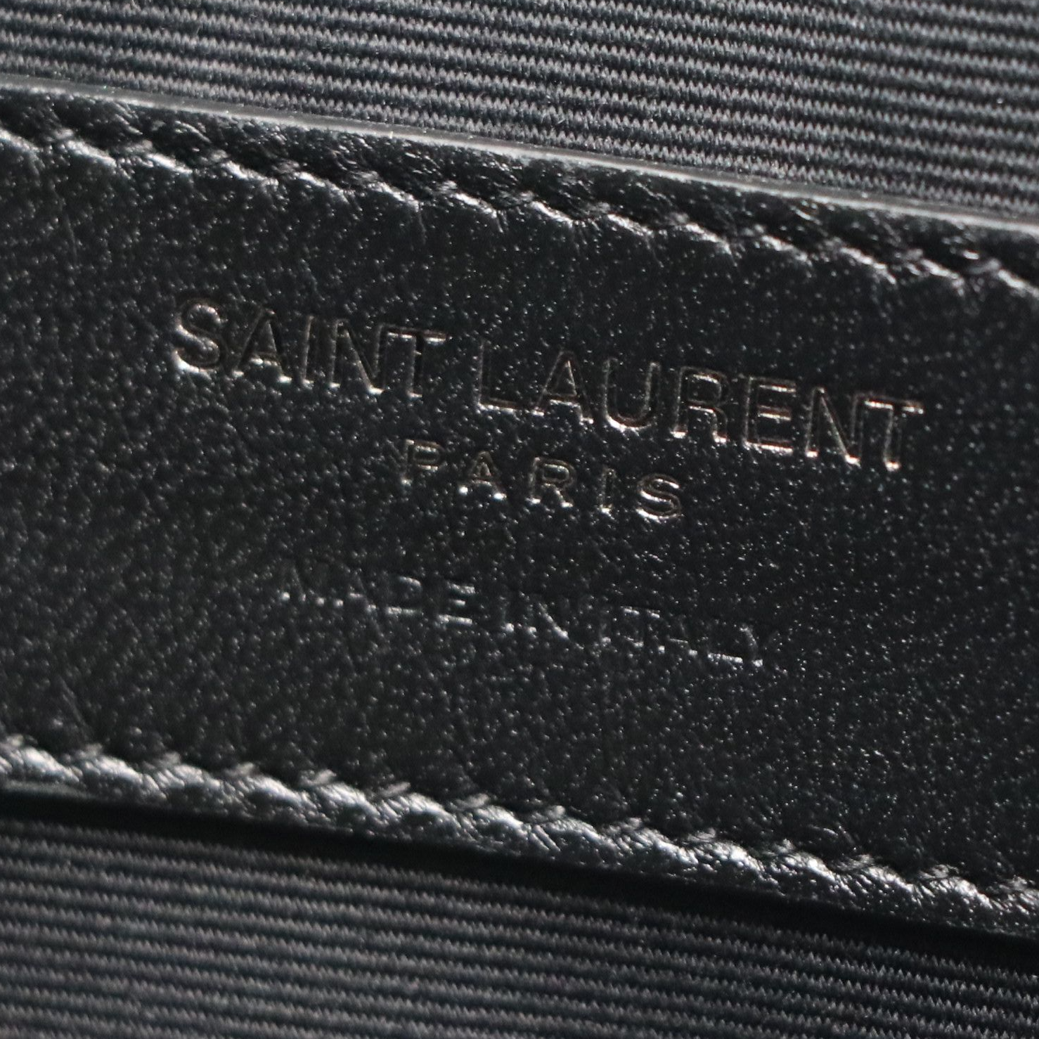 Saint Laurent Classic YSL Monogram Zip Pouch in Black Croc Embossed Leather
