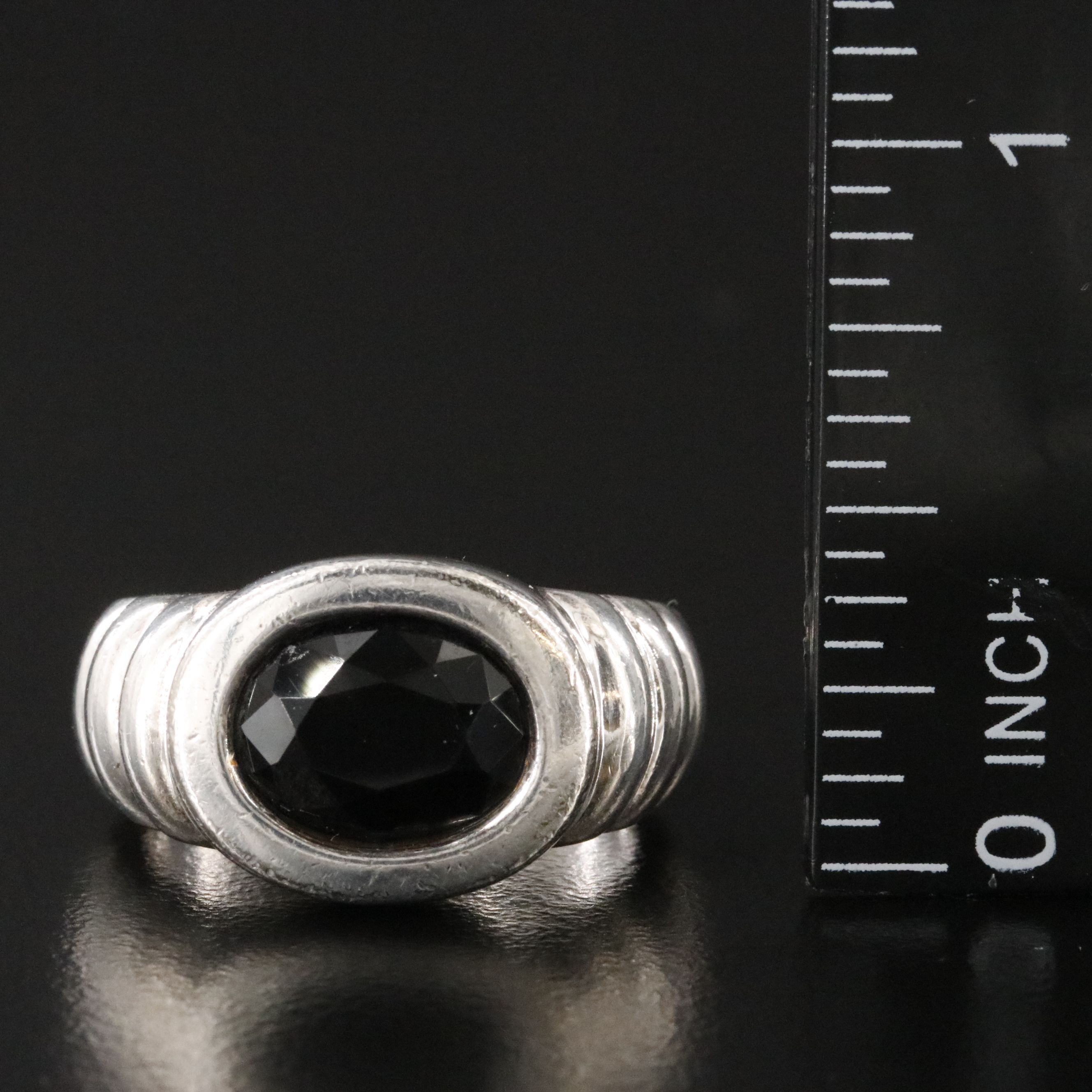 Sterling Black Onyx Fluted Ring