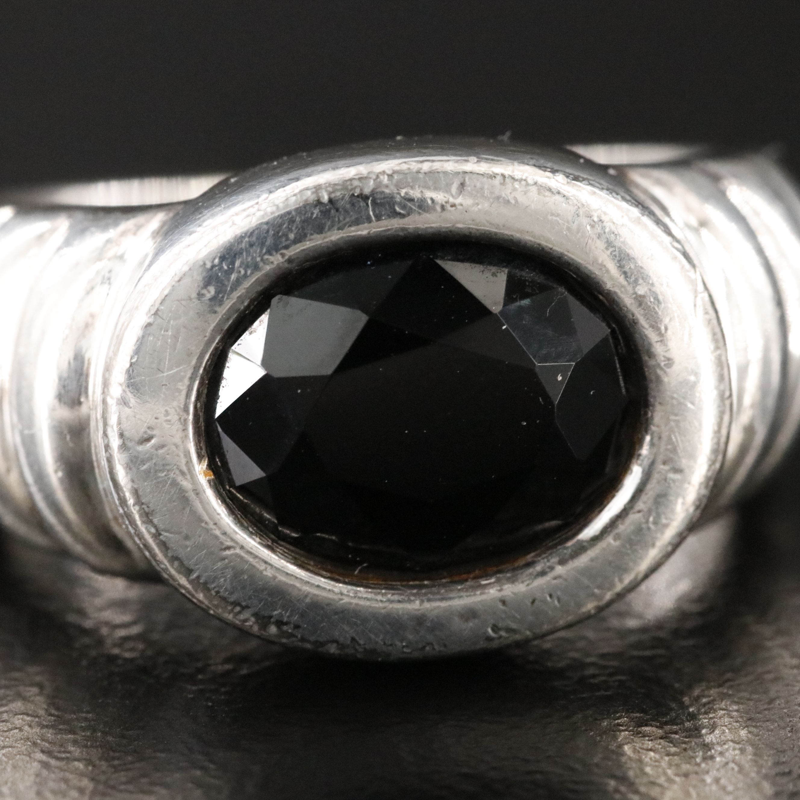 Sterling Black Onyx Fluted Ring