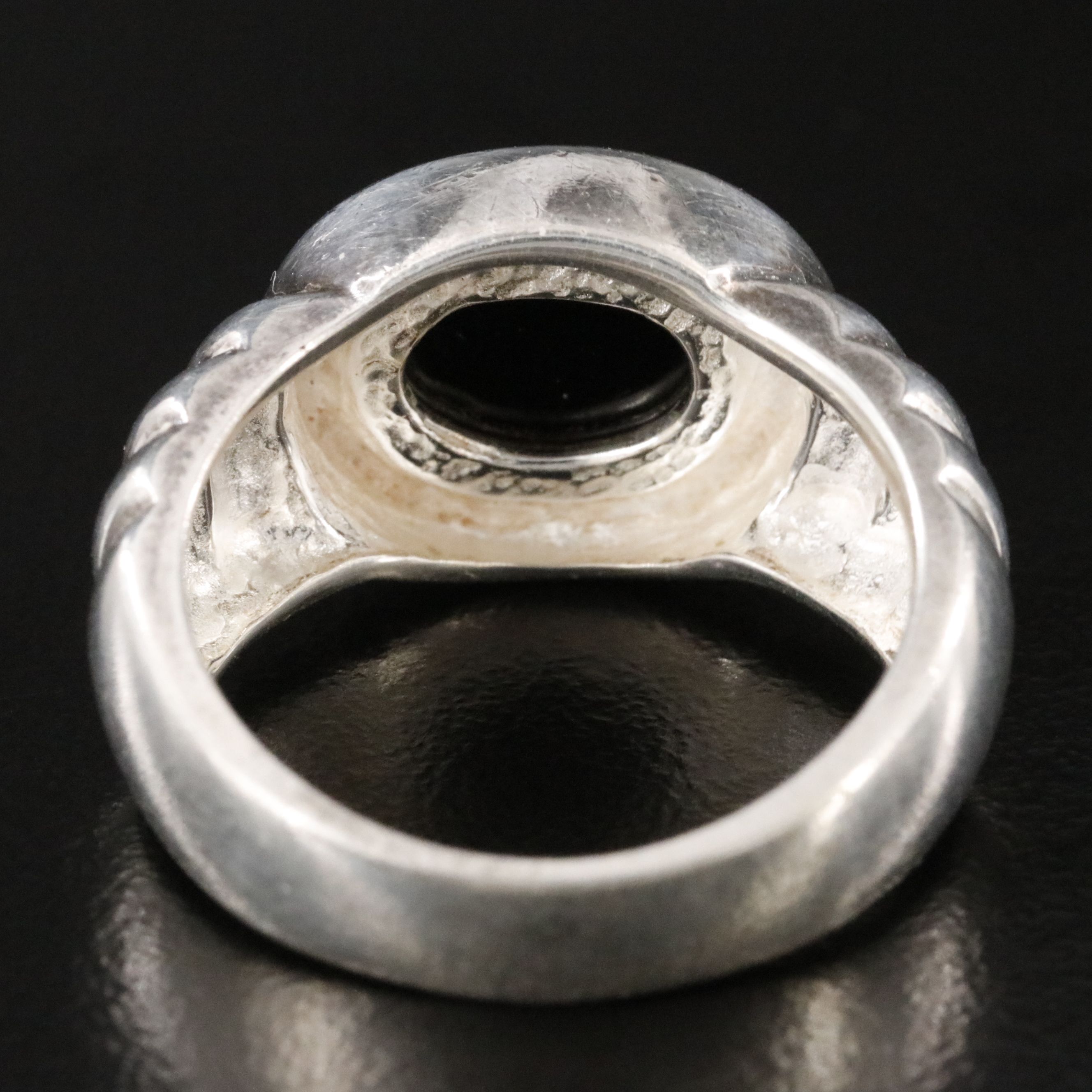 Sterling Black Onyx Fluted Ring