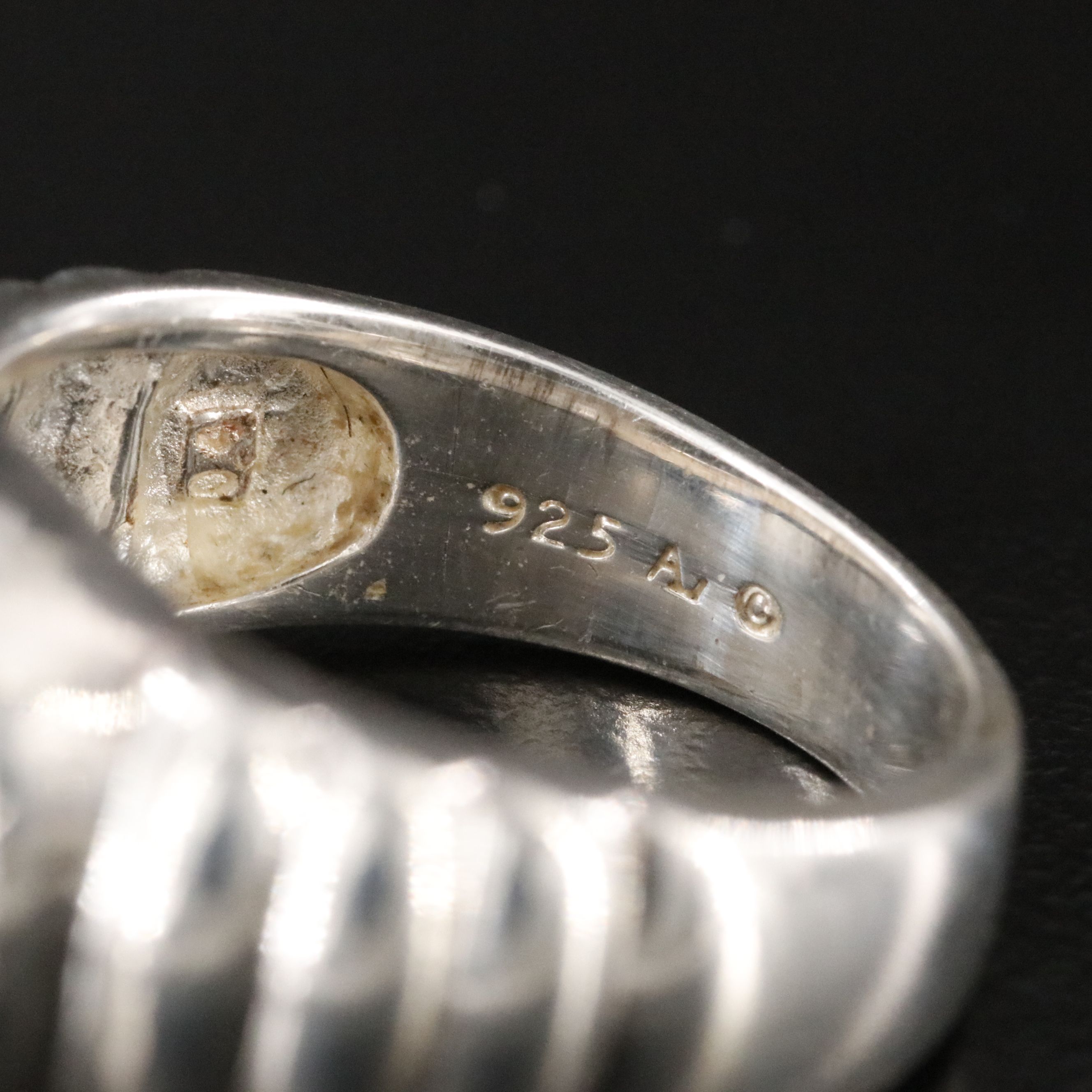 Sterling Black Onyx Fluted Ring