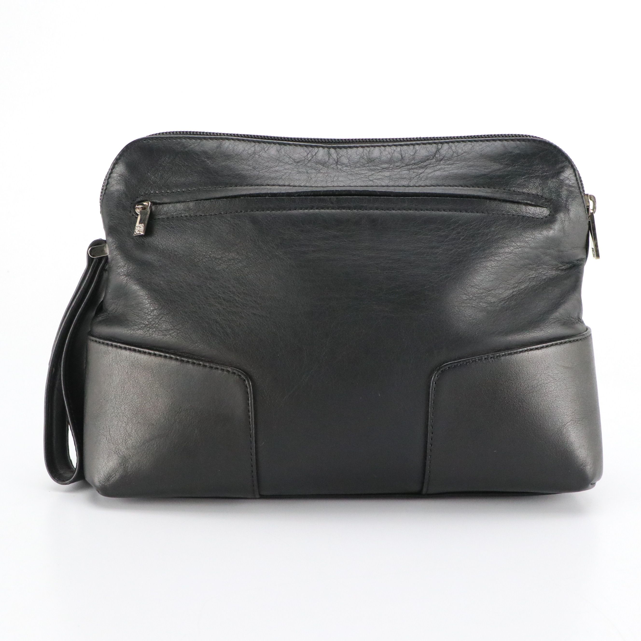 Loewe Anagram Zip-Around Pouch in Black Calfskin Leather