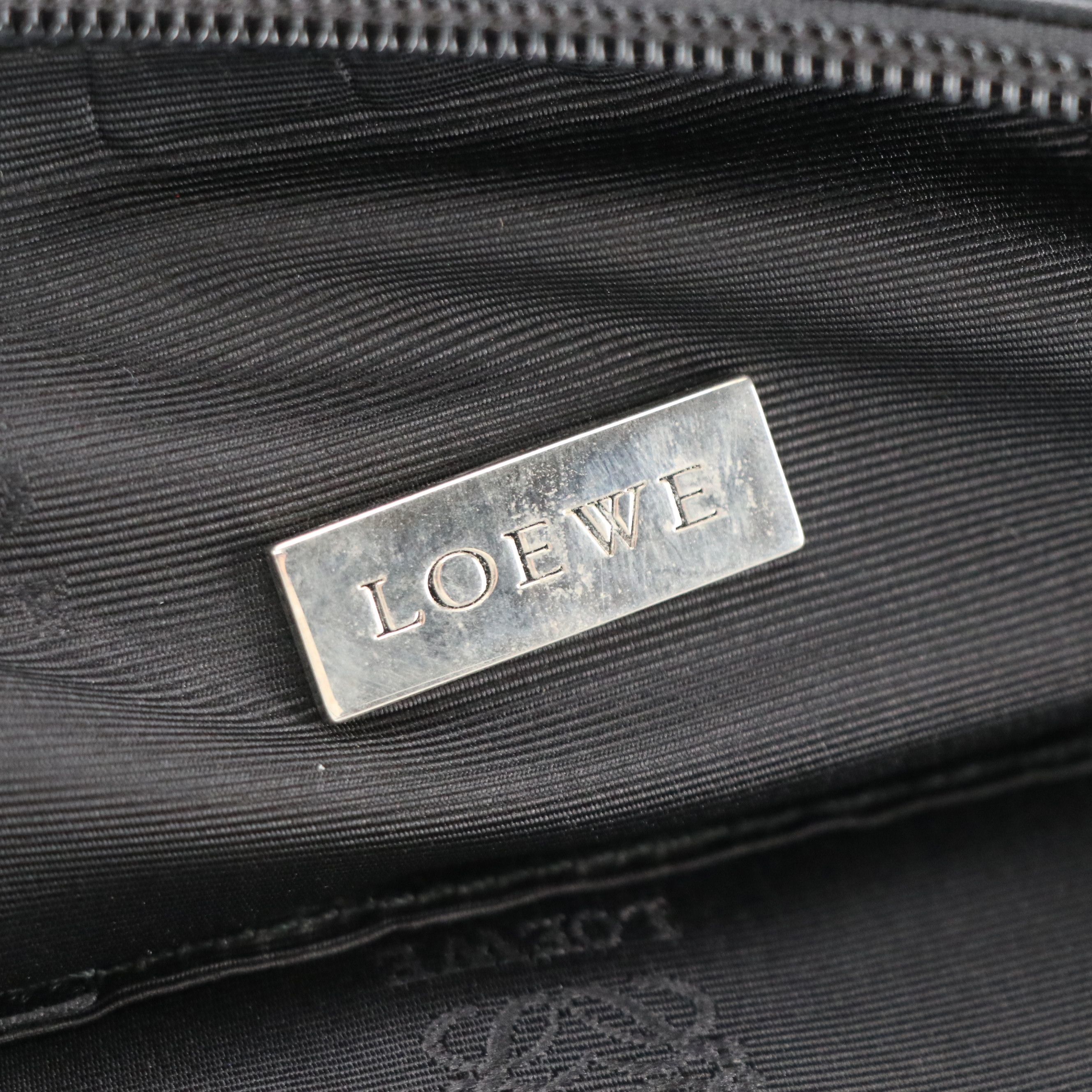 Loewe Anagram Zip-Around Pouch in Black Calfskin Leather