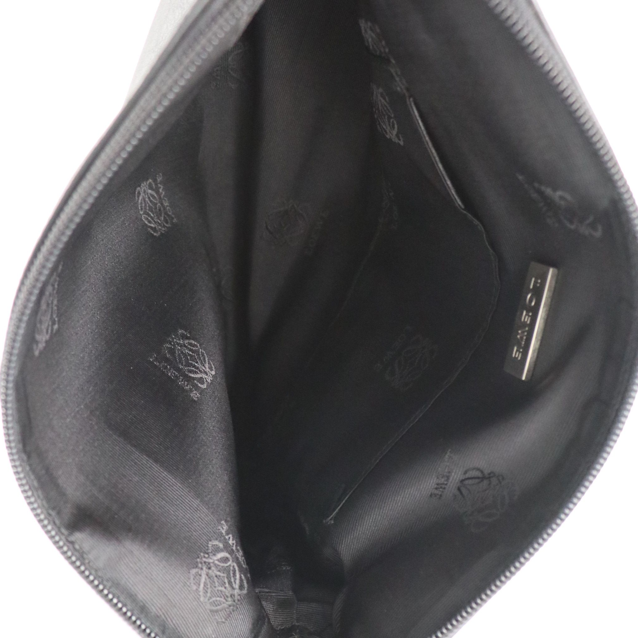 Loewe Anagram Zip-Around Pouch in Black Calfskin Leather