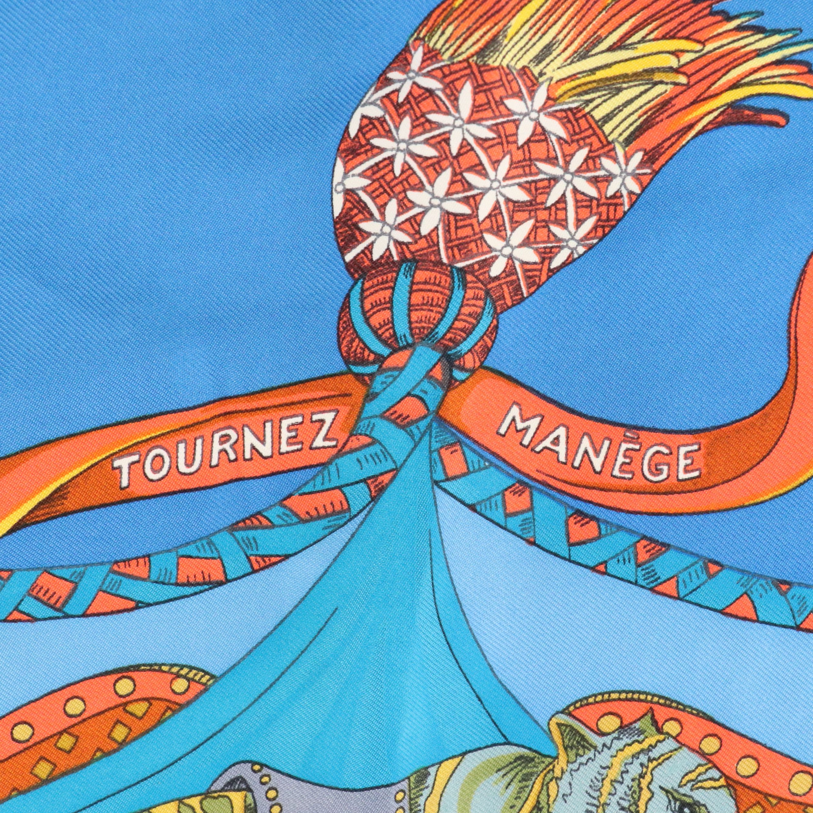 Hermès "Tournez Manège" Scarf 90 in Silk Twill