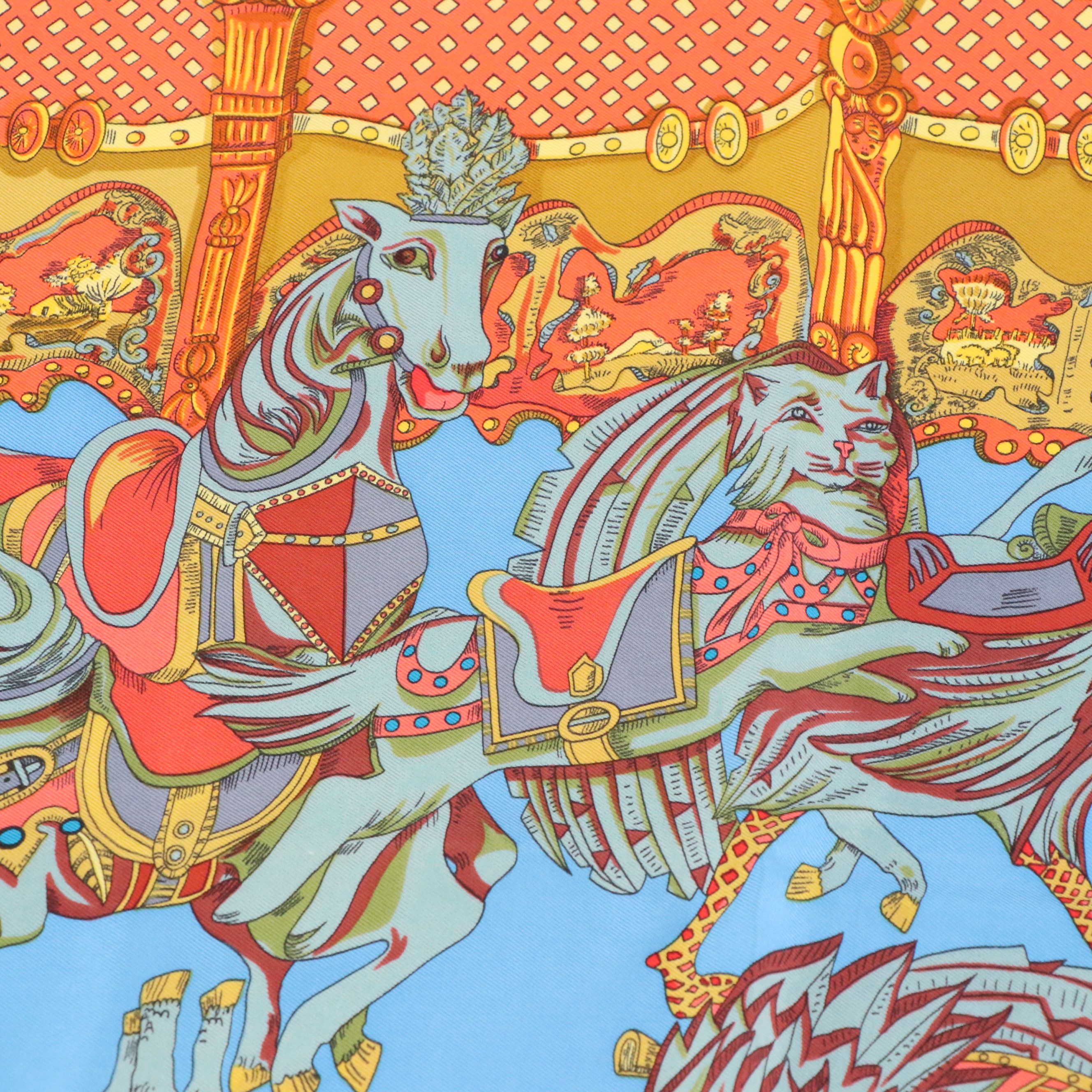 Hermès "Tournez Manège" Scarf 90 in Silk Twill