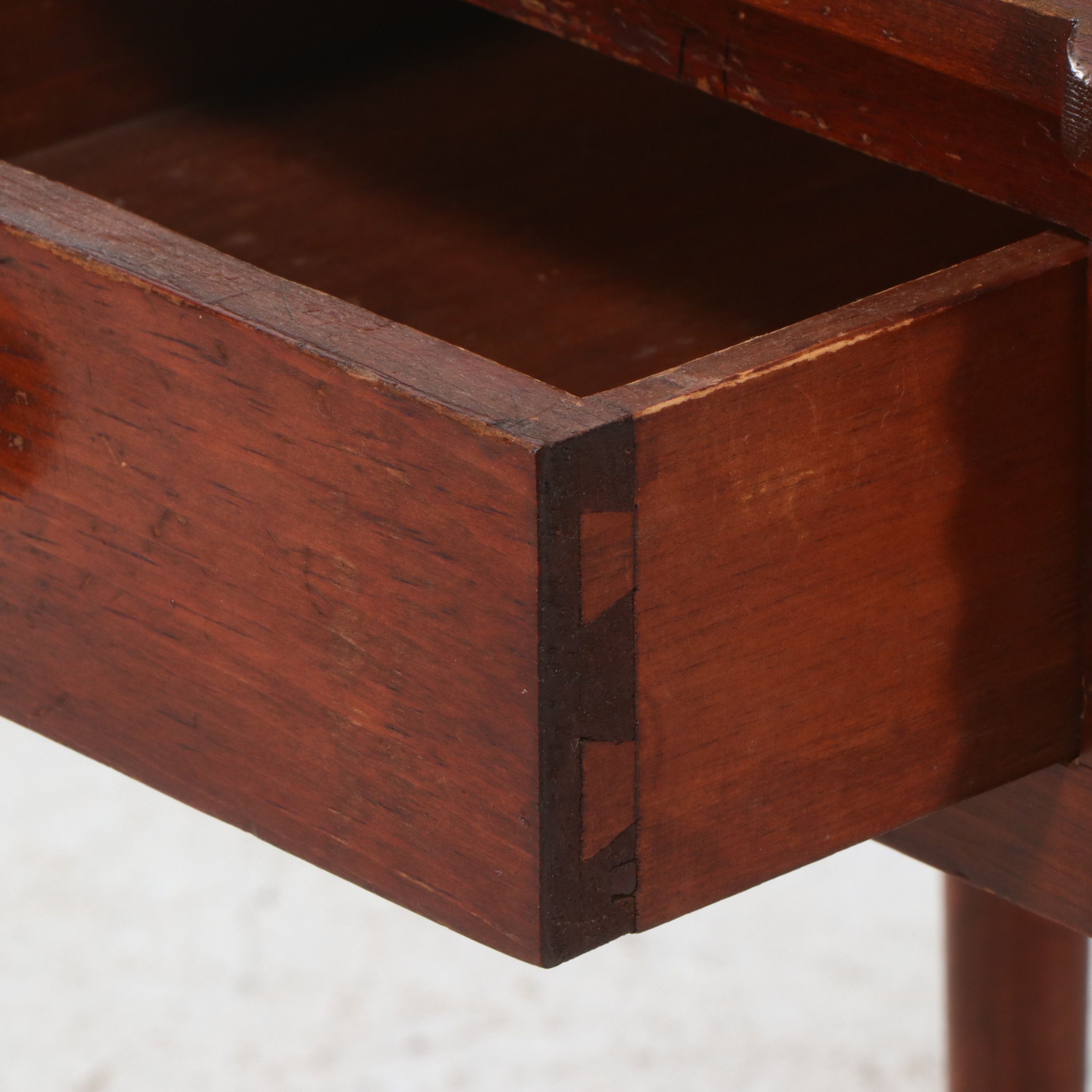 American Sheraton Style Cherry Finish One Drawer Side Table, Early 20th Century