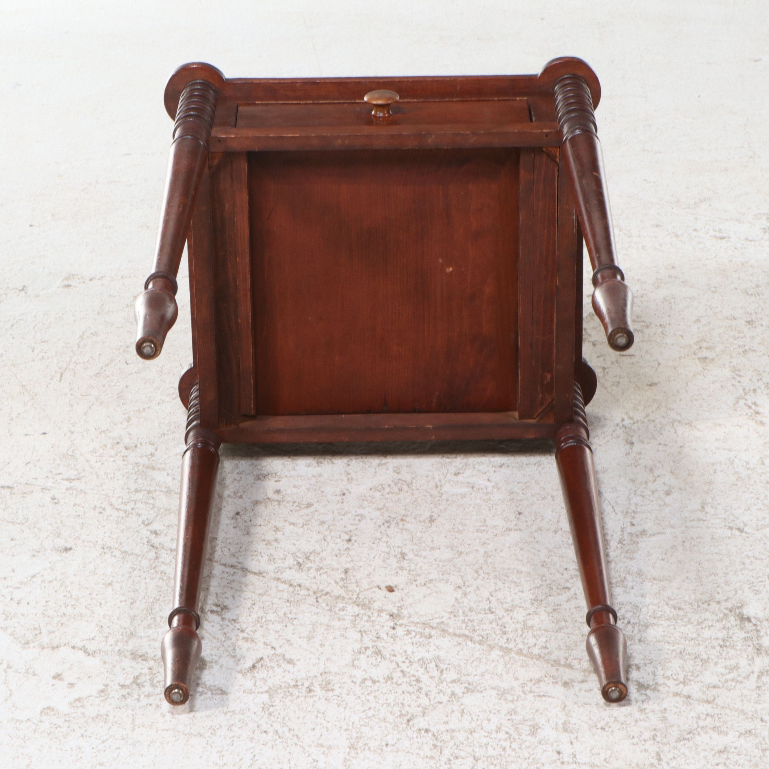 American Sheraton Style Cherry Finish One Drawer Side Table, Early 20th Century