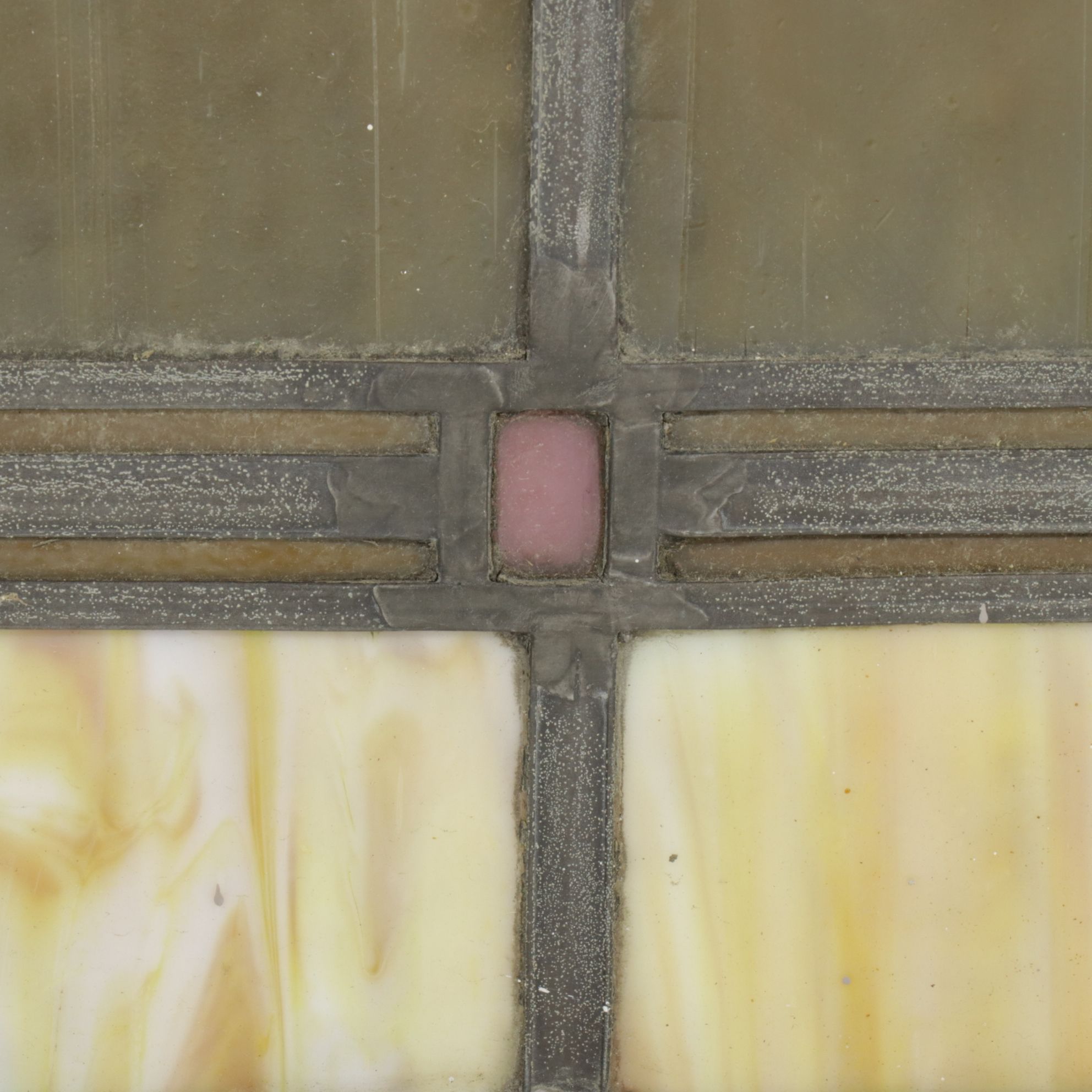 Arts and Crafts Style Stained Glass Window Pane with Rosebuds