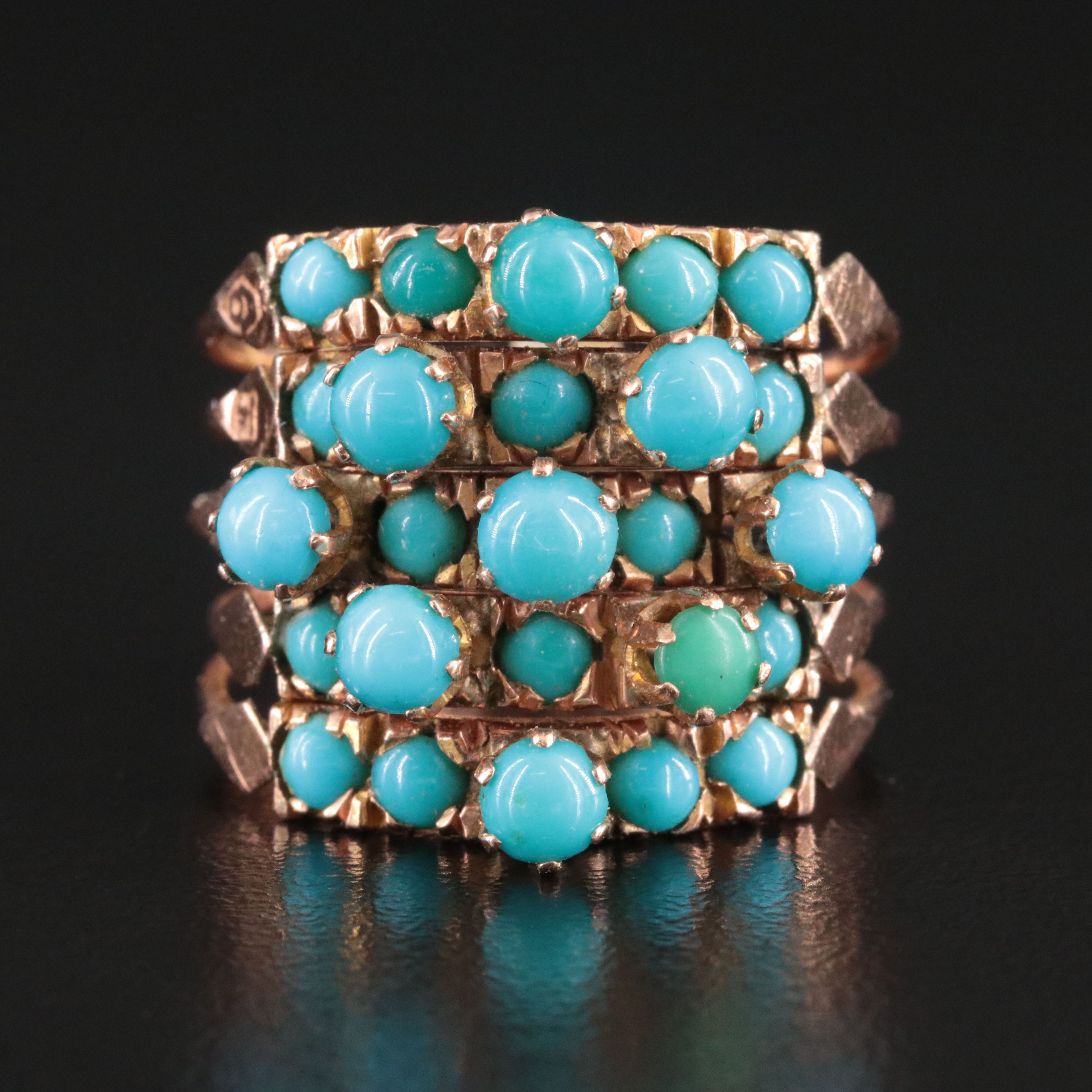 14K Rose Gold Turquoise Stacking Rings
