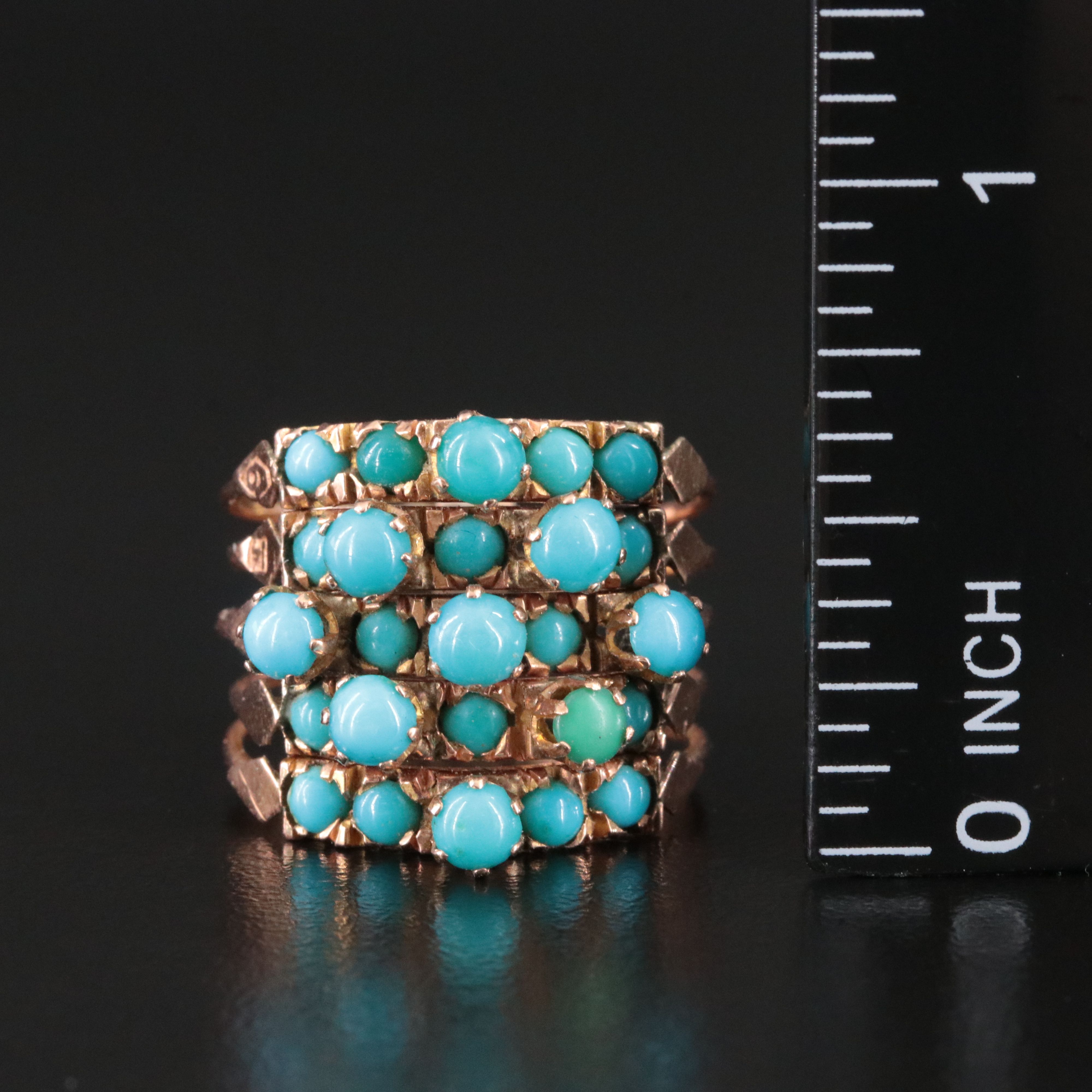 14K Rose Gold Turquoise Stacking Rings
