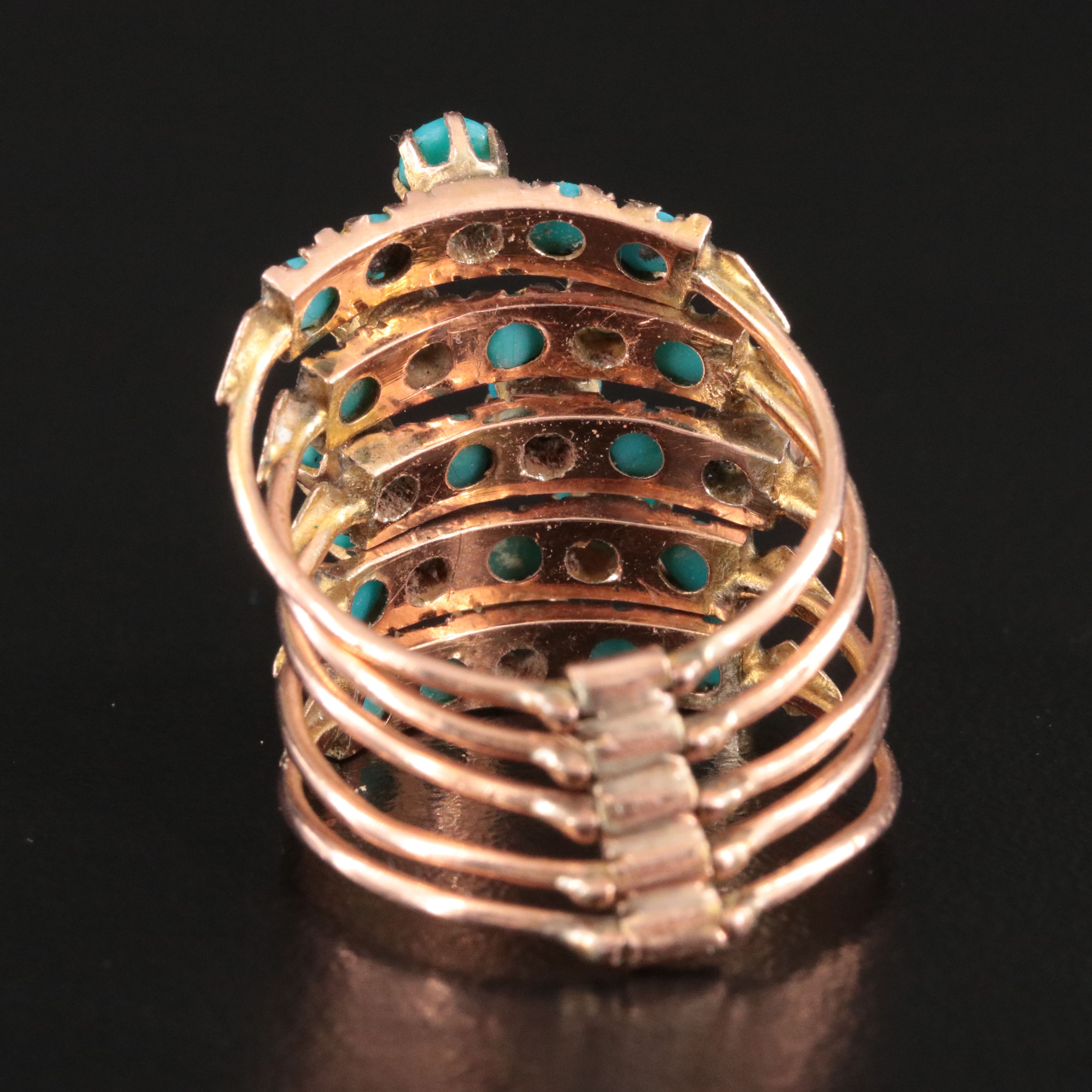 14K Rose Gold Turquoise Stacking Rings