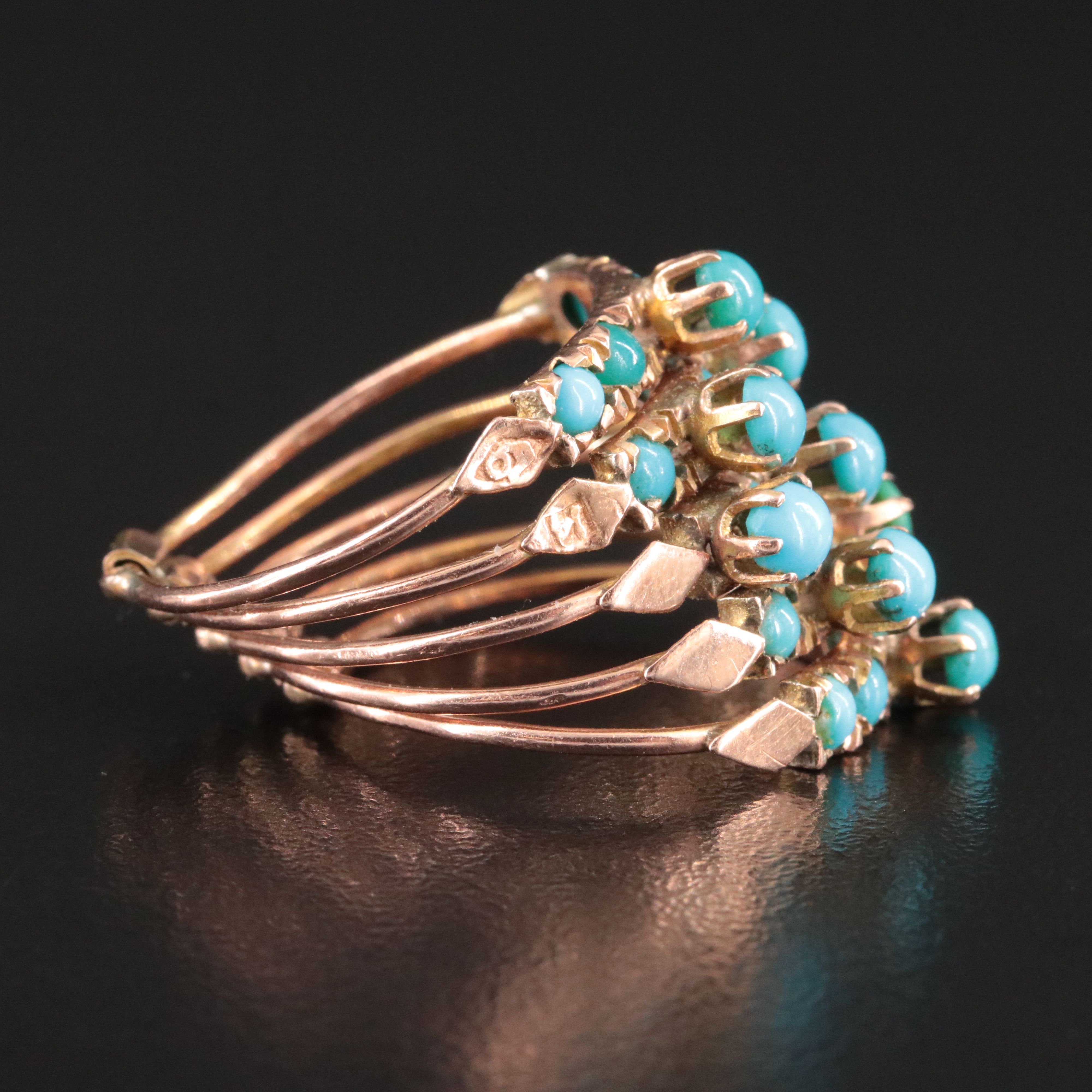 14K Rose Gold Turquoise Stacking Rings