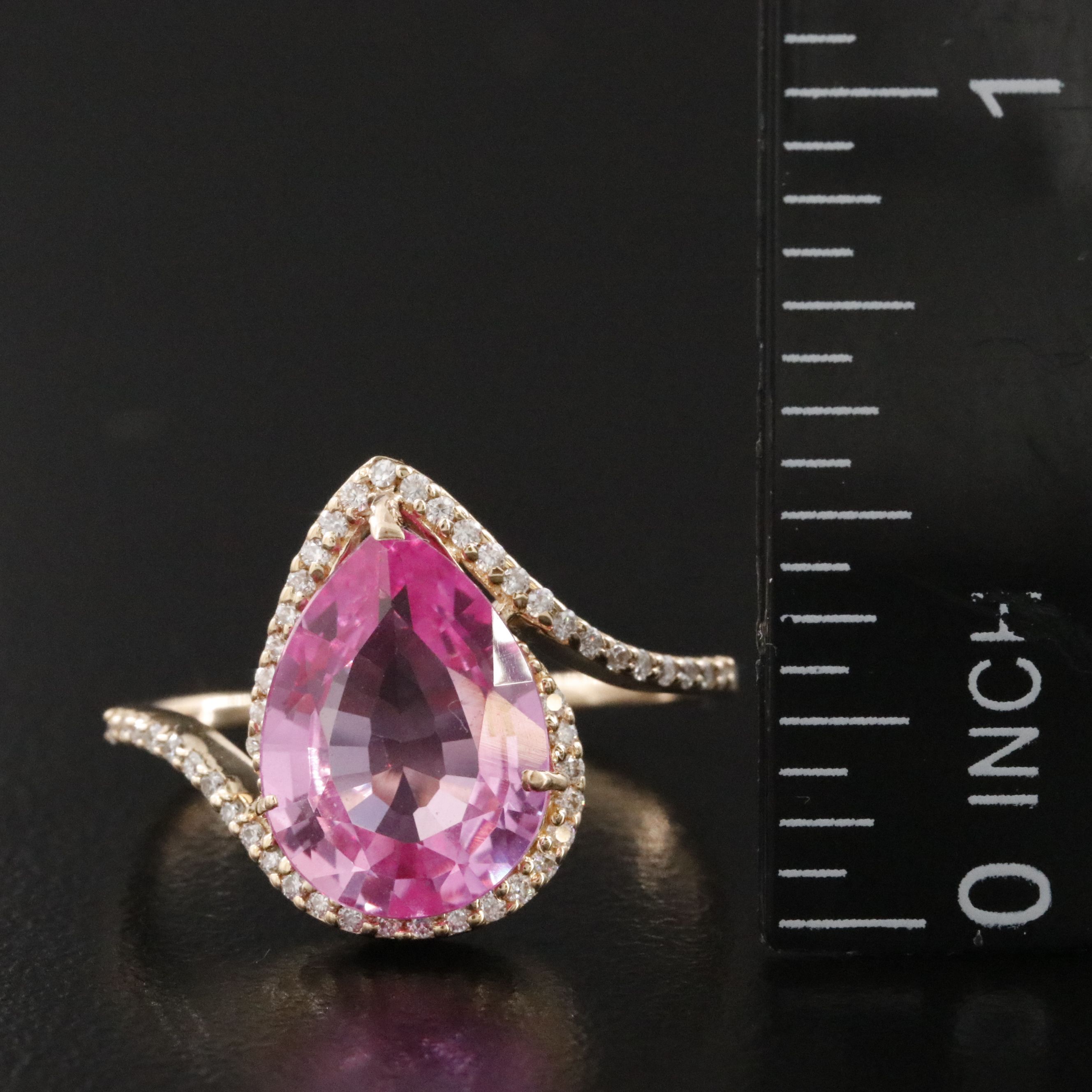 14K 3.55 CT Lab Grown Sapphire and Moissanite Ring