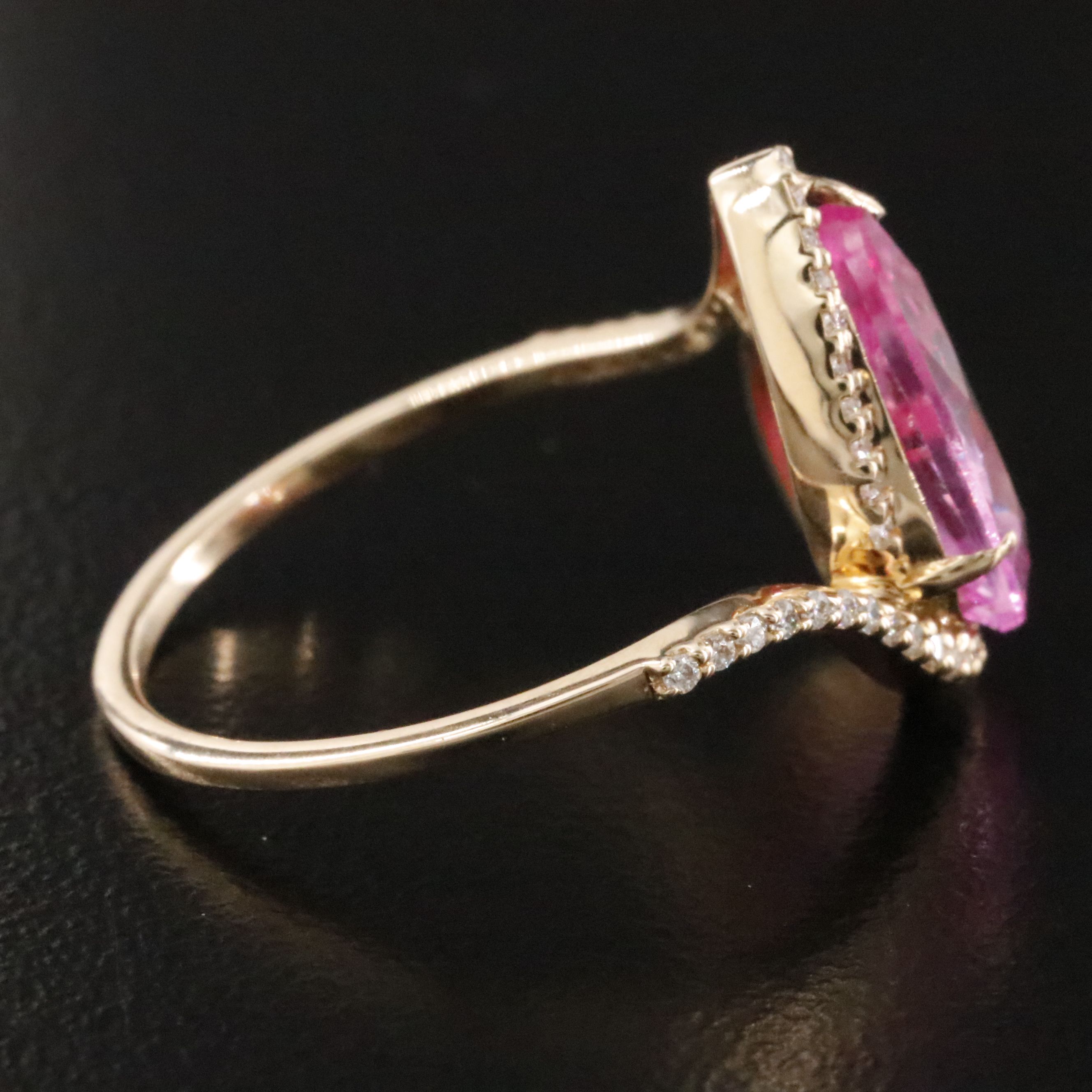 14K 3.55 CT Lab Grown Sapphire and Moissanite Ring