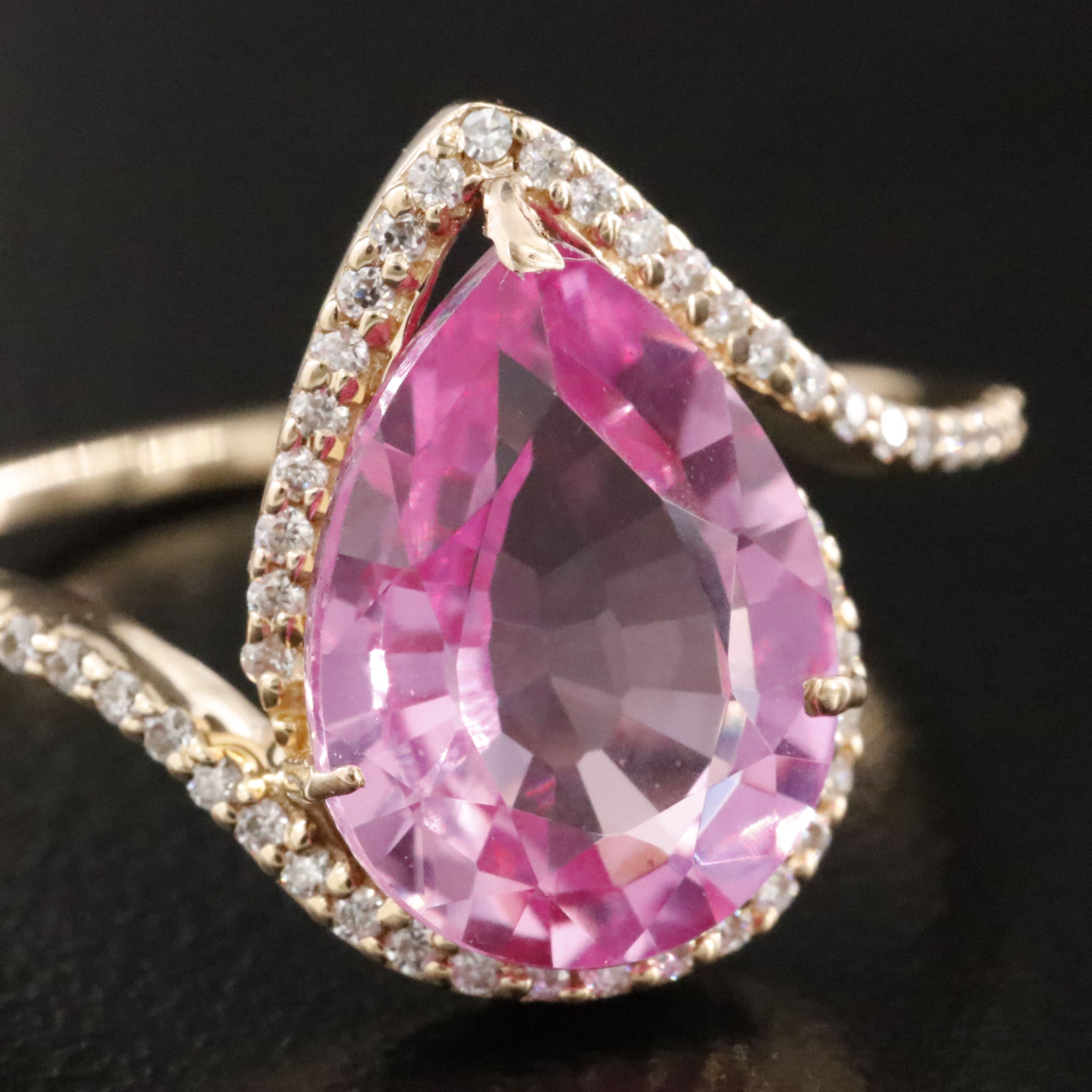 14K 3.55 CT Lab Grown Sapphire and Moissanite Ring