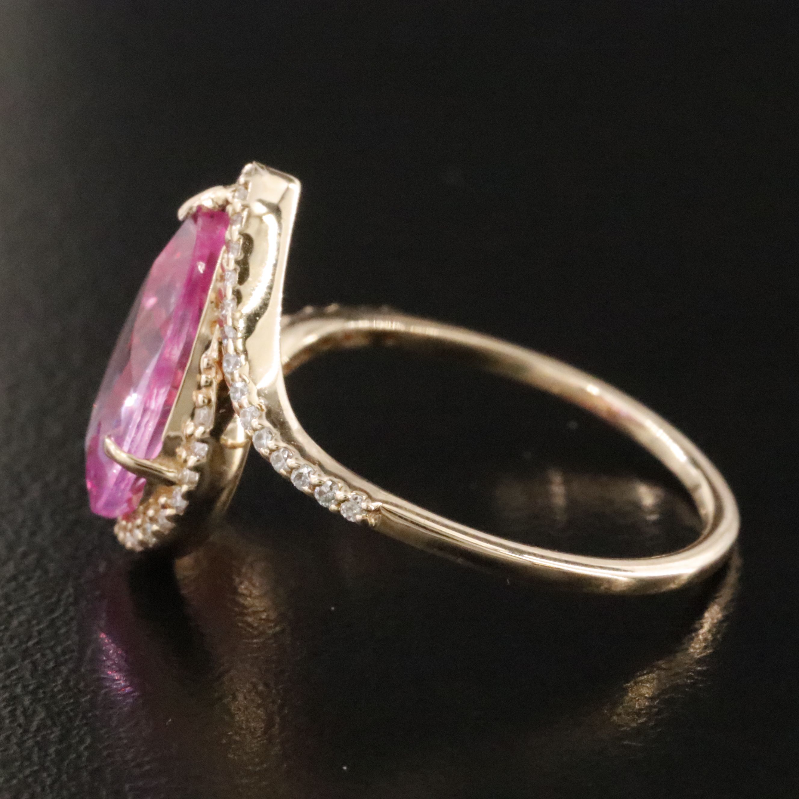 14K 3.55 CT Lab Grown Sapphire and Moissanite Ring