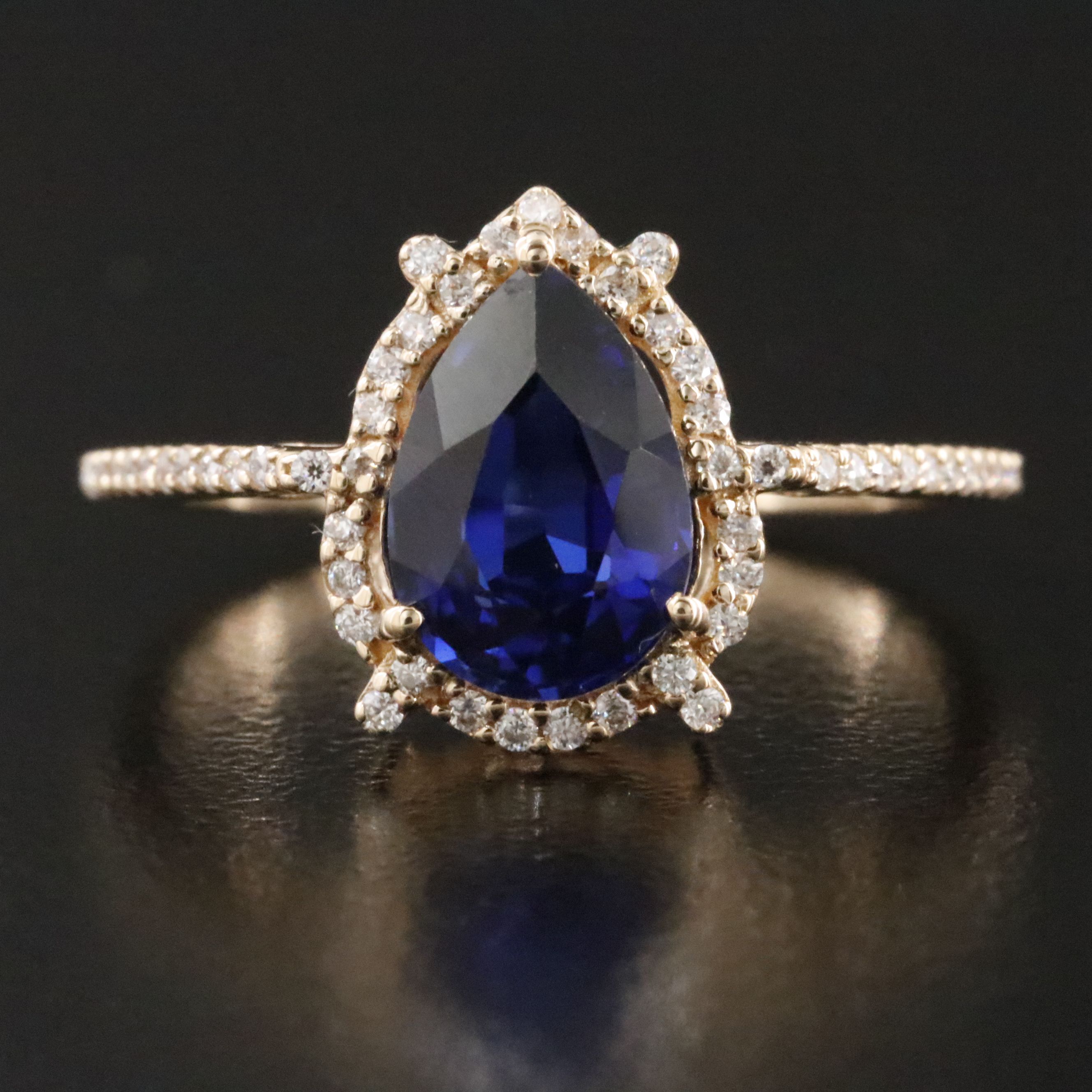 14K 1.83 CT Lab Grown Sapphire and Moissanite Ring