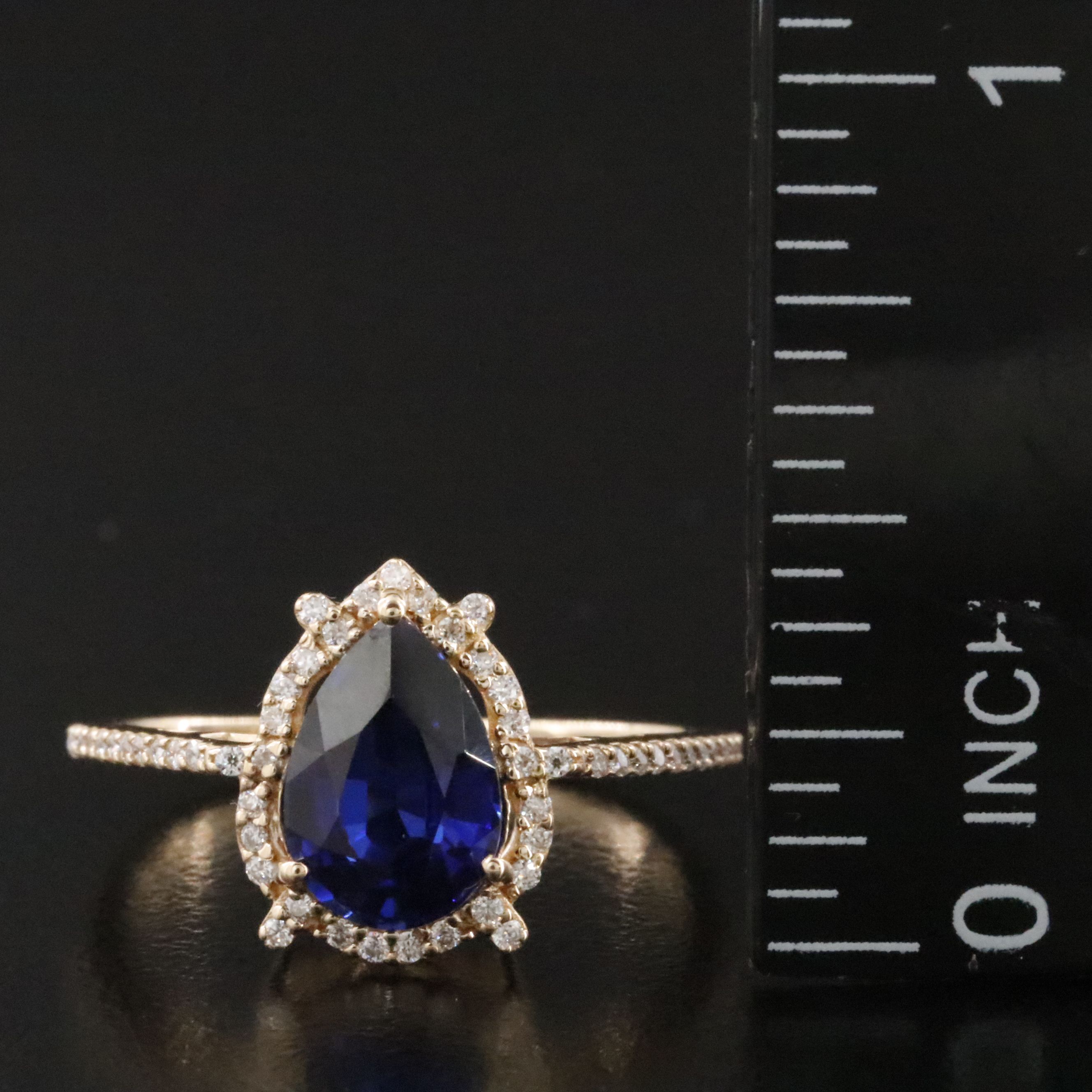 14K 1.83 CT Lab Grown Sapphire and Moissanite Ring