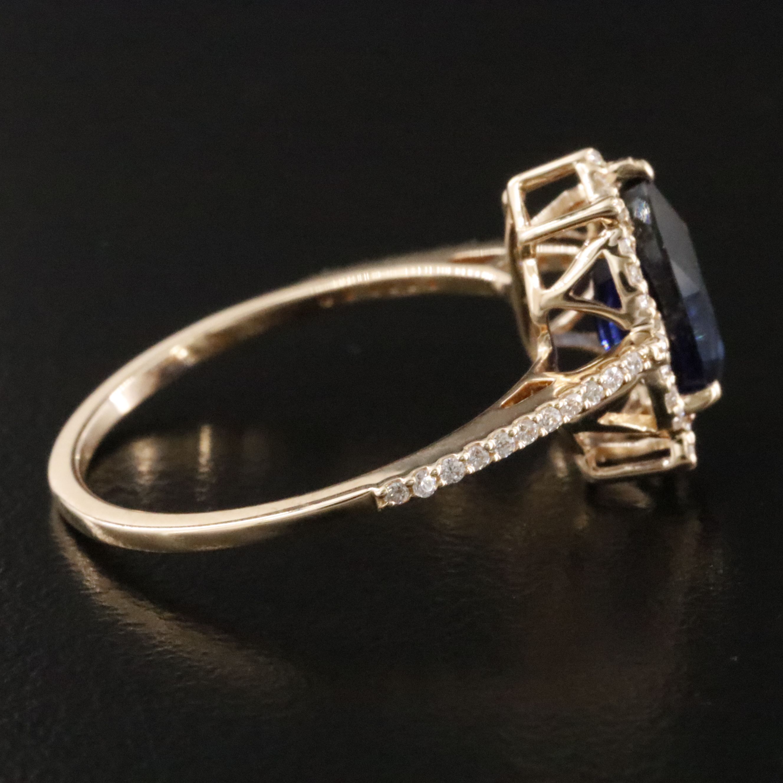 14K 1.83 CT Lab Grown Sapphire and Moissanite Ring