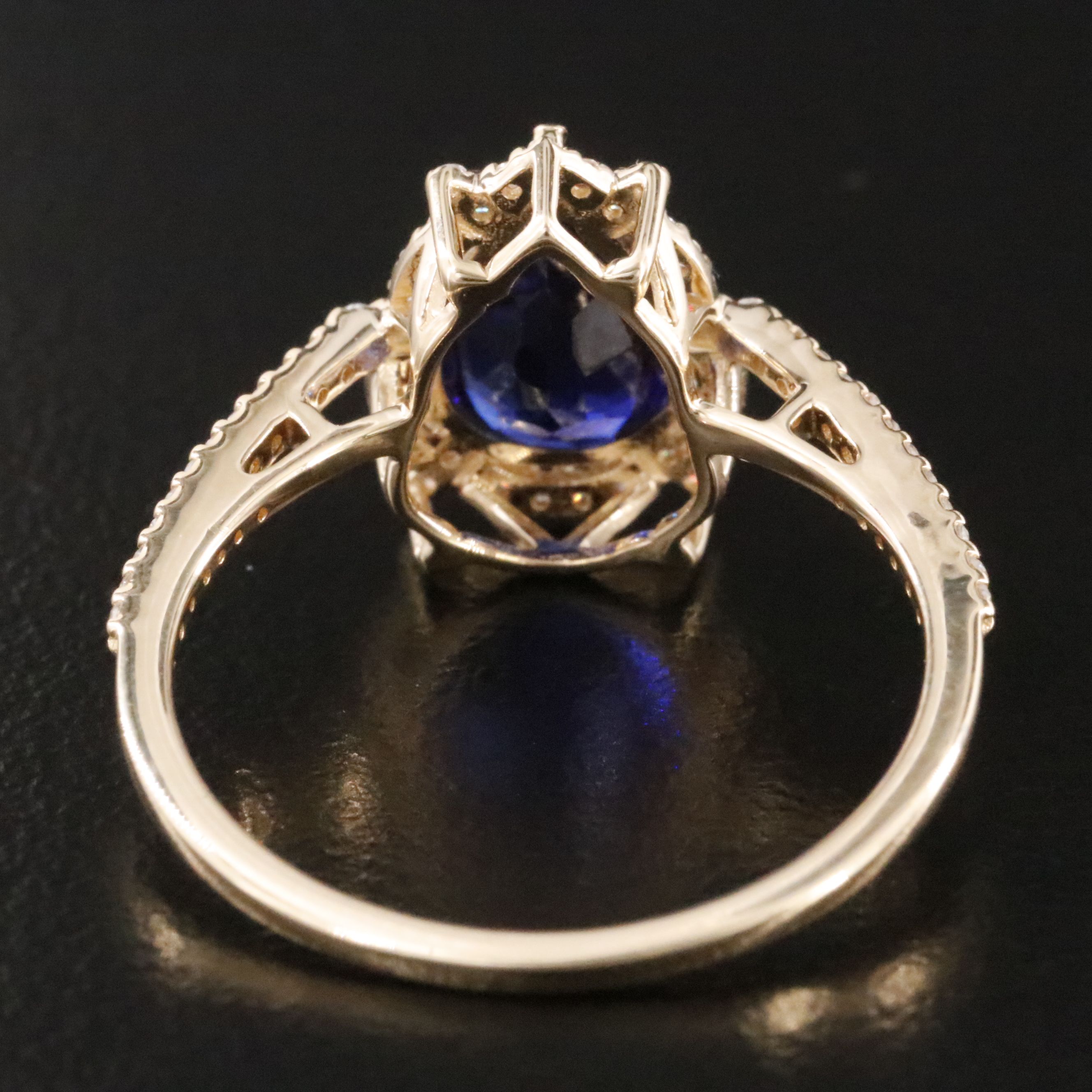 14K 1.83 CT Lab Grown Sapphire and Moissanite Ring