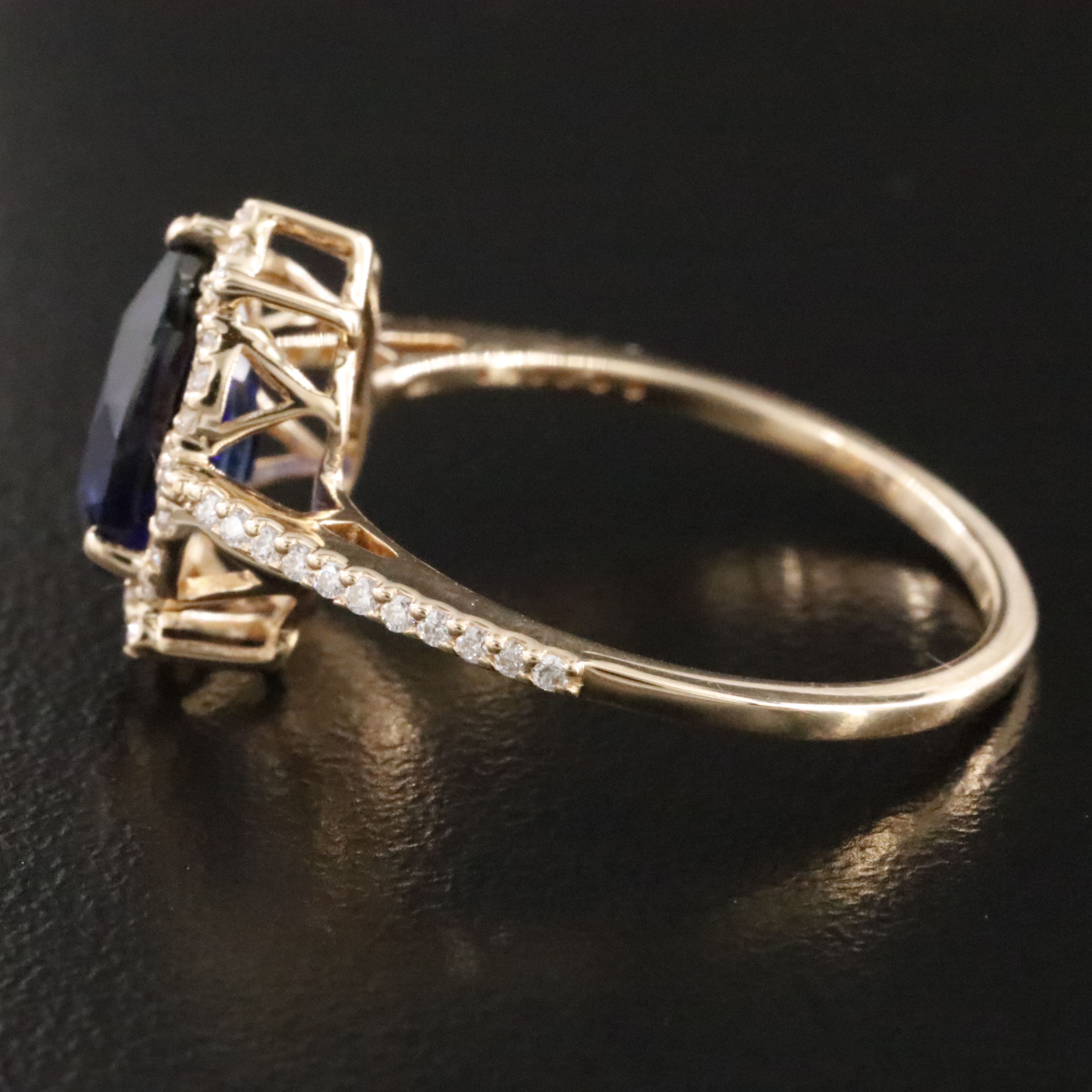 14K 1.83 CT Lab Grown Sapphire and Moissanite Ring