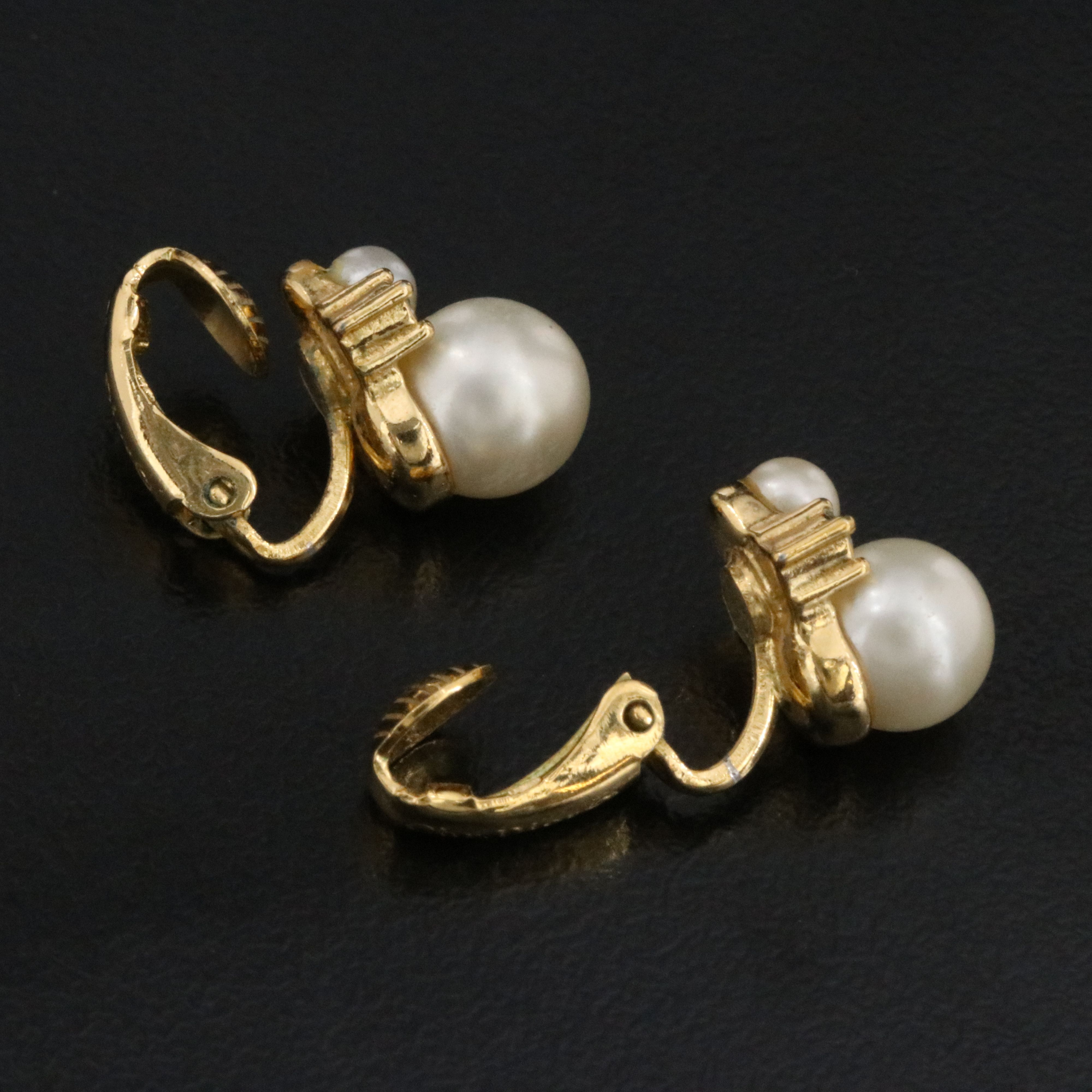 Christian Dior Faux Pearl Clip Earrings