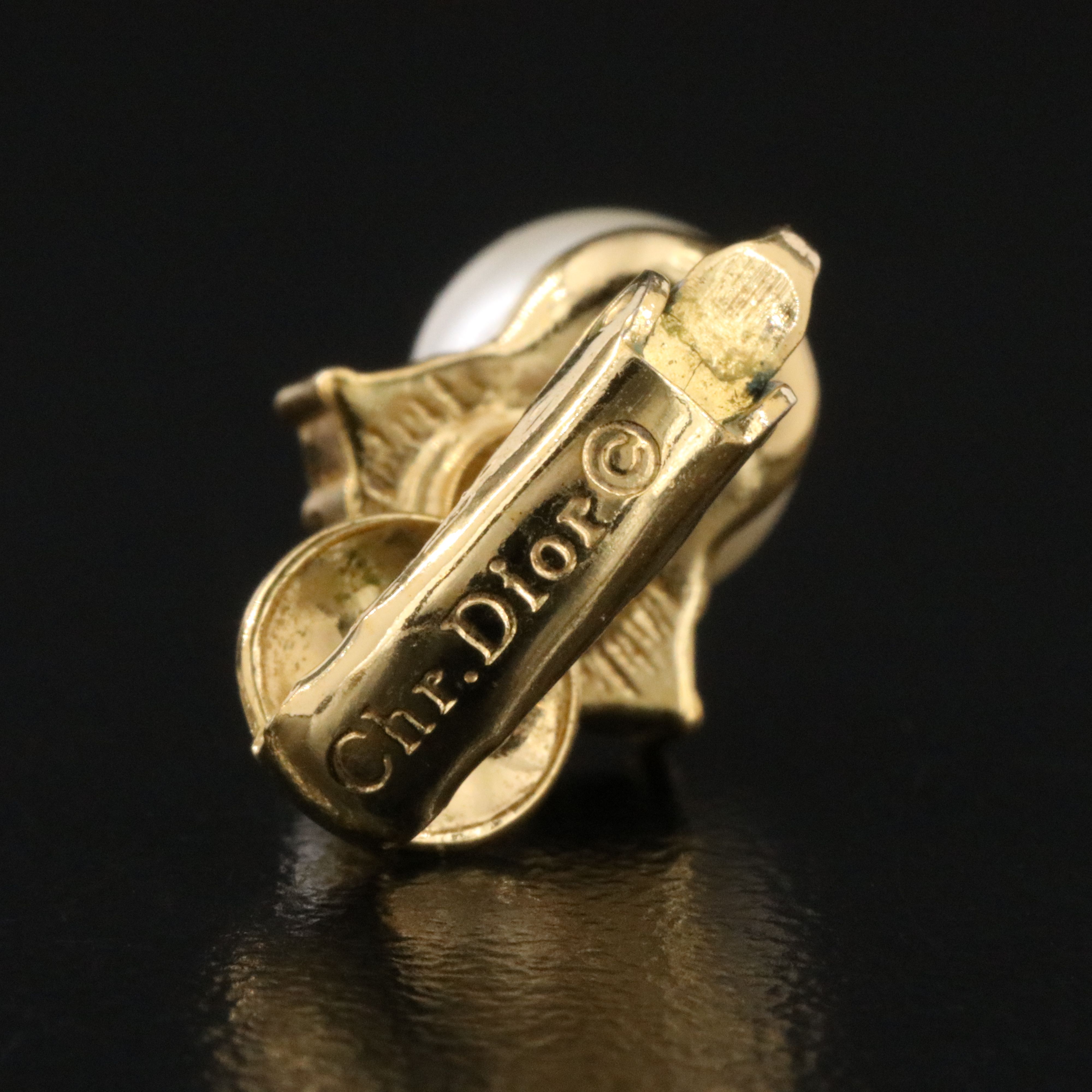 Christian Dior Faux Pearl Clip Earrings