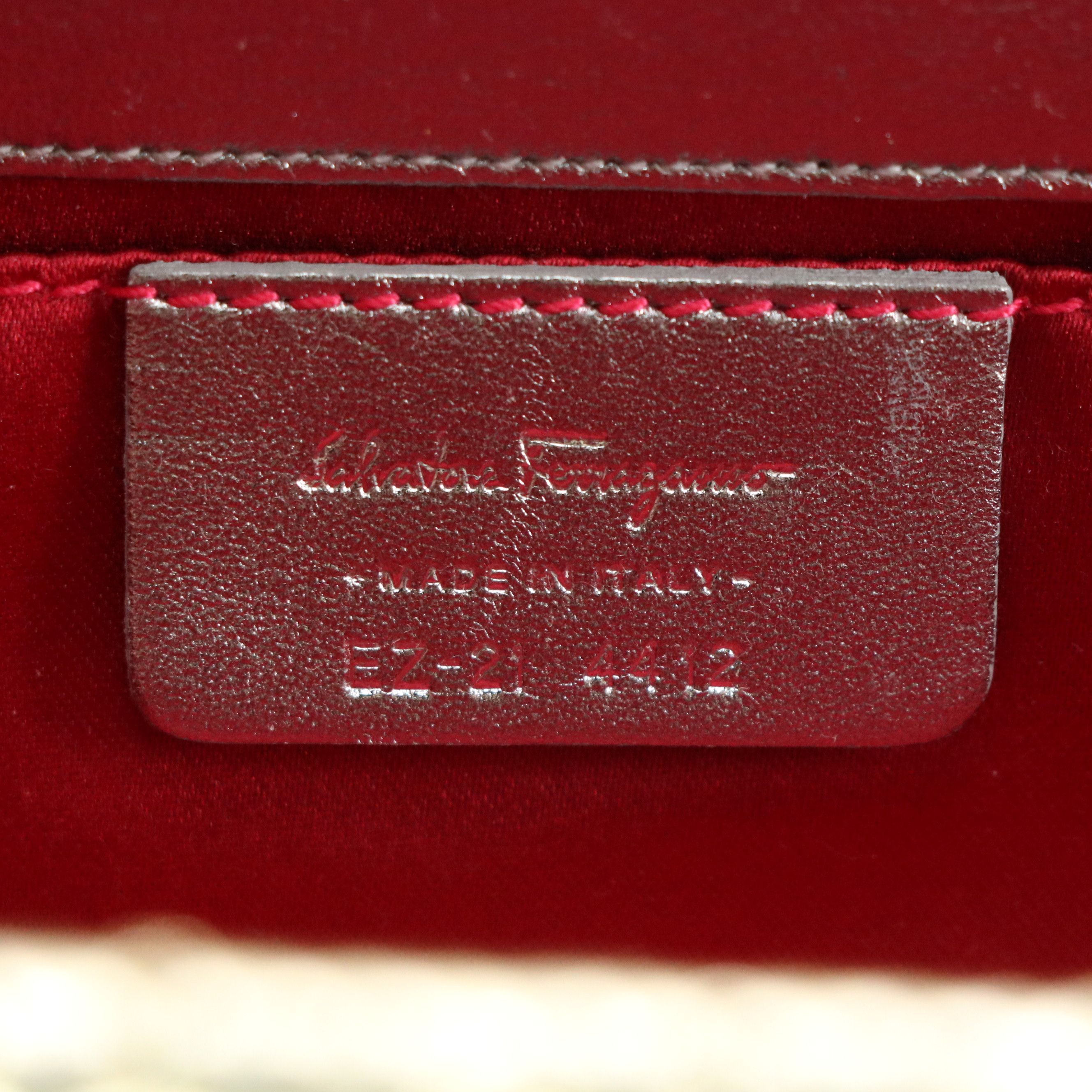 Salvatore Ferragamo Shiny Coated Wicker Handbag with Metallic Leather Trim