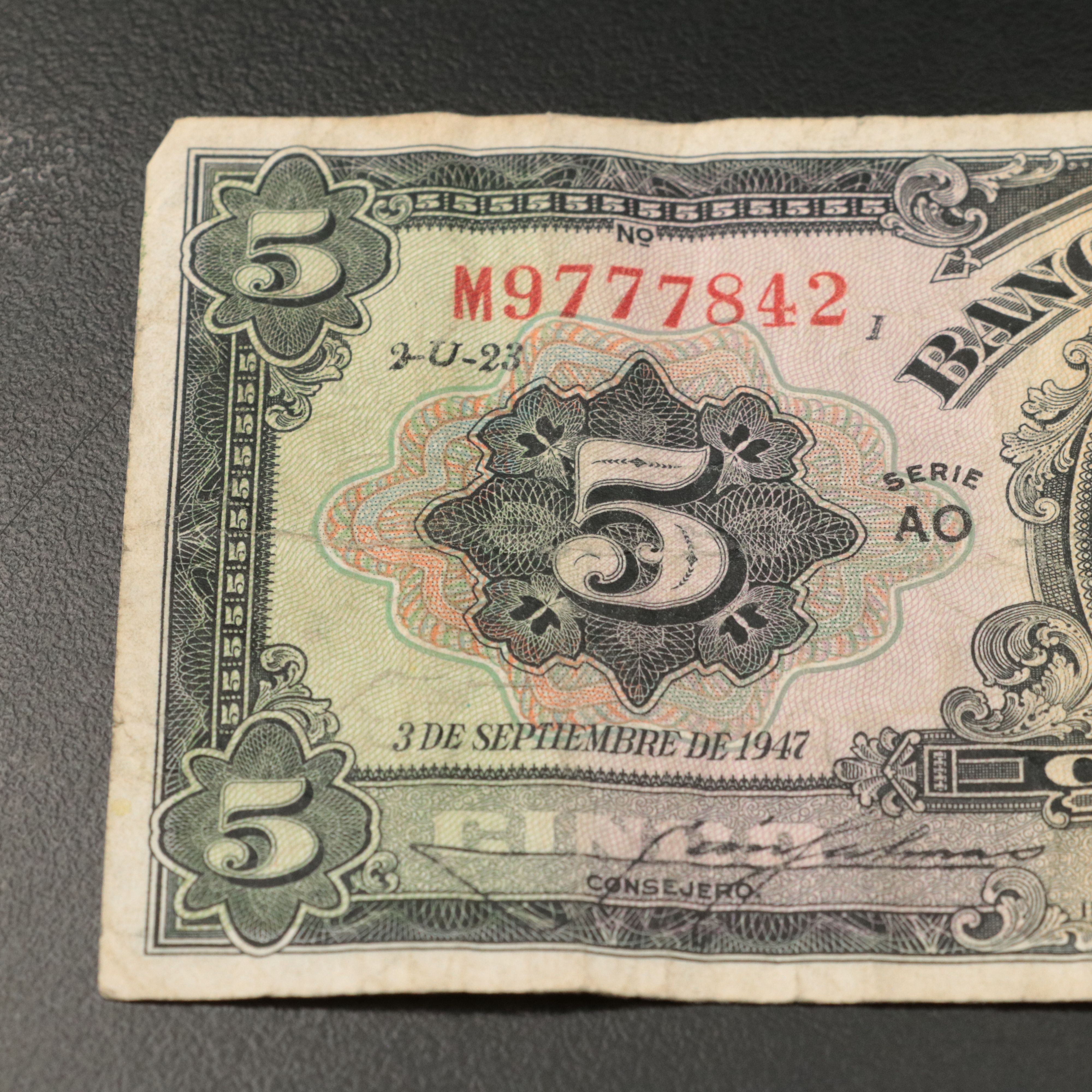 1947 5-Pesos Mexico Banknote