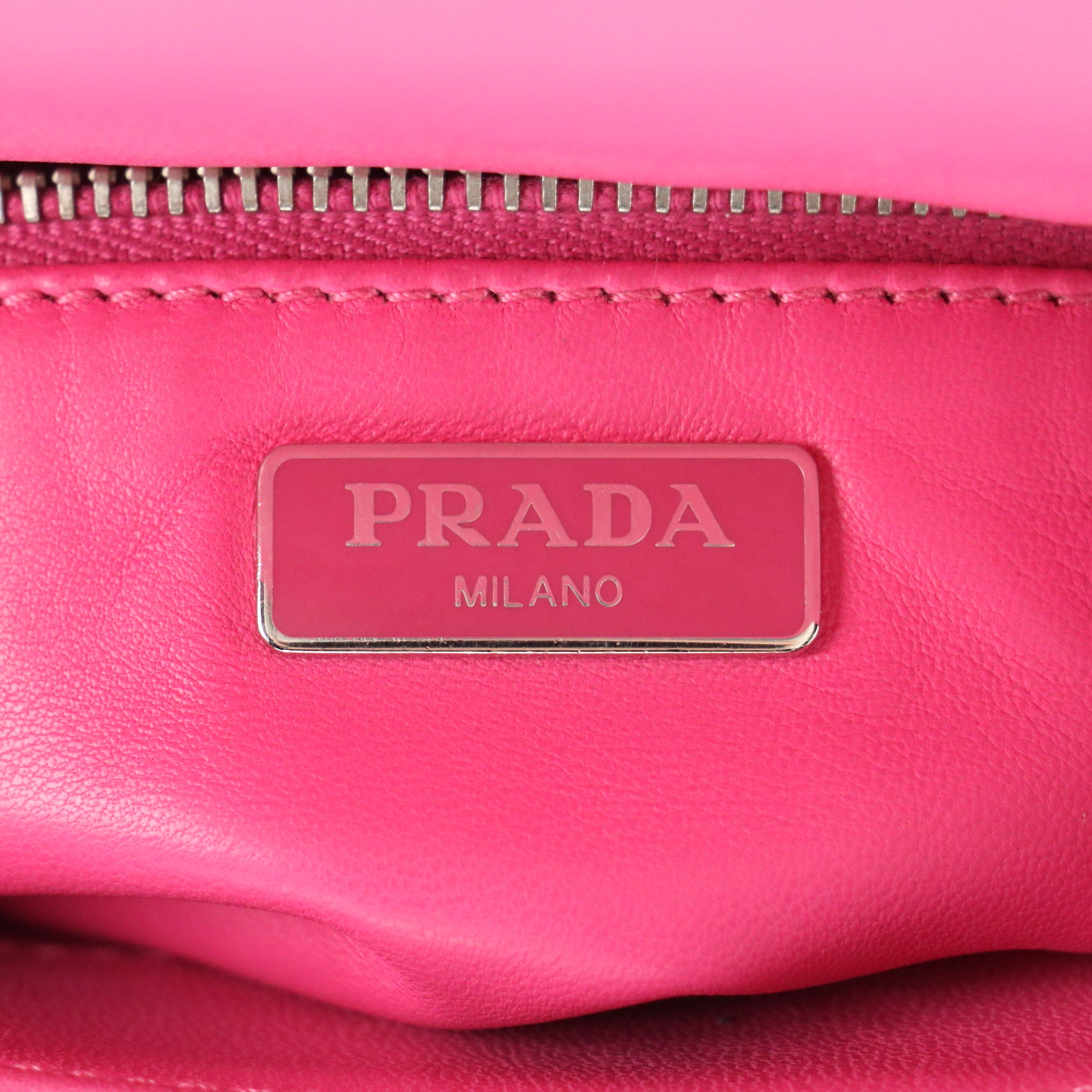 Prada Hot Pink Gaufré Nappa Leather Front Flap Chain Link Shoulder Bag