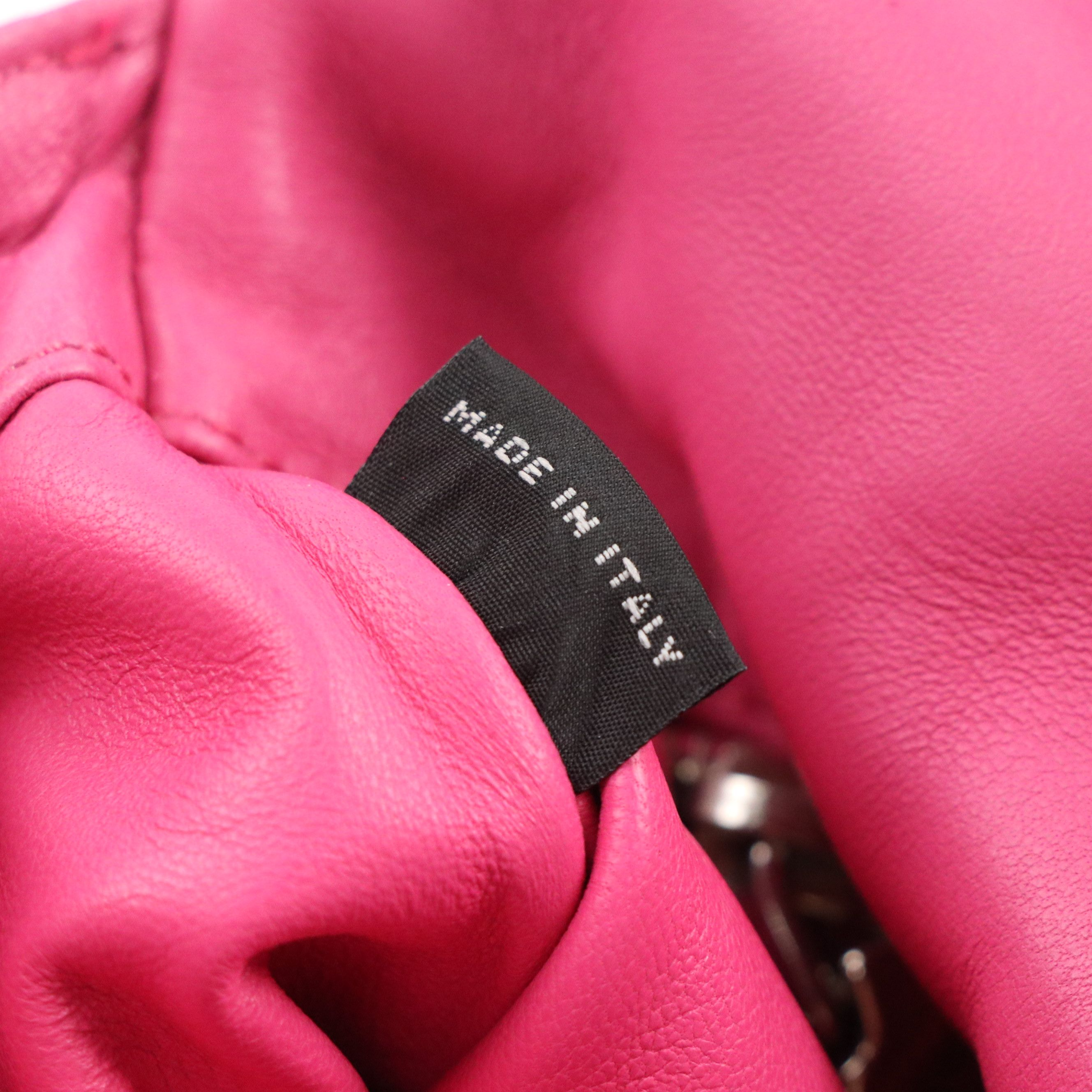 Prada Hot Pink Gaufré Nappa Leather Front Flap Chain Link Shoulder Bag