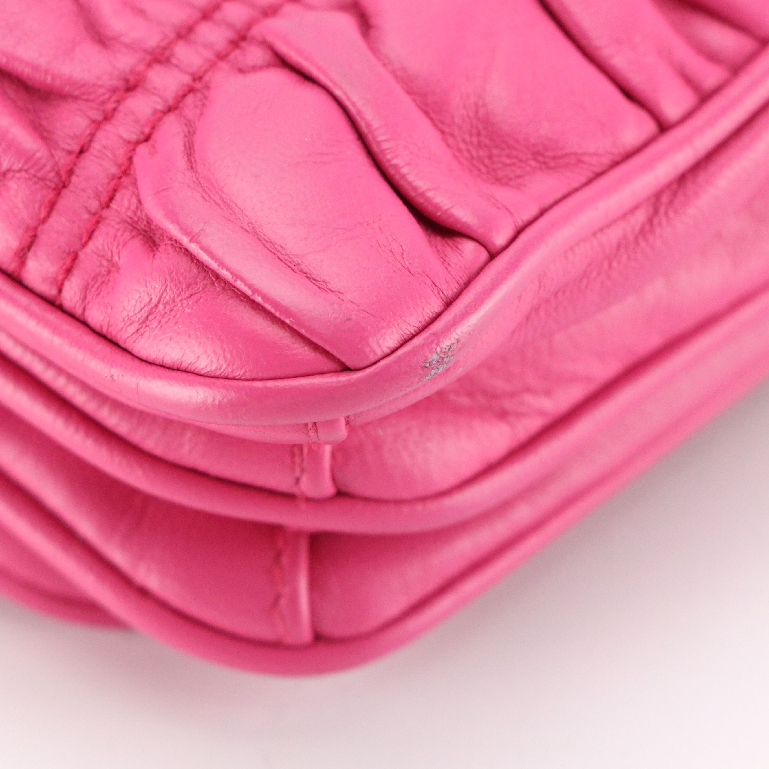 Prada Hot Pink Gaufré Nappa Leather Front Flap Chain Link Shoulder Bag