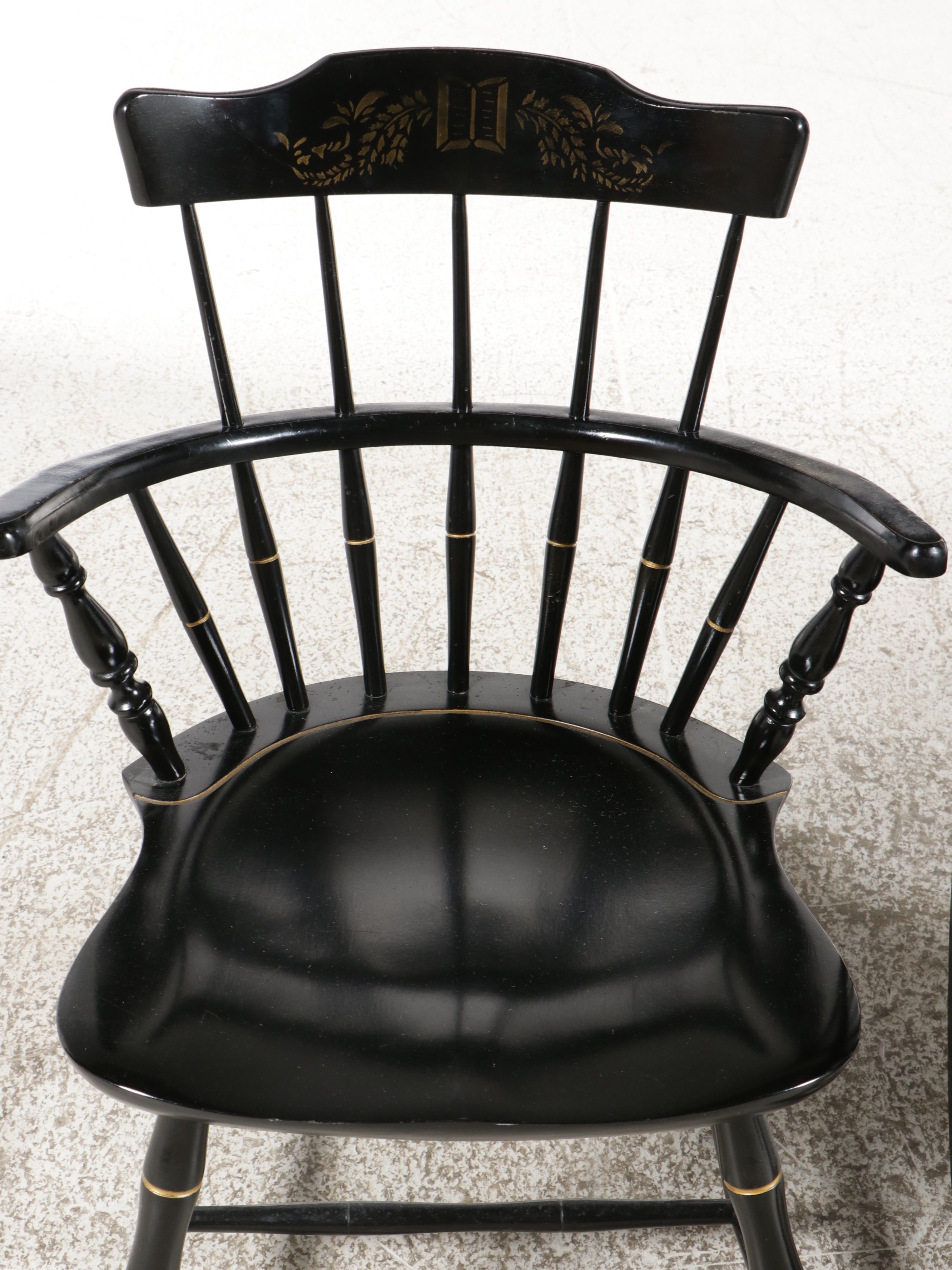 Nichols & Stone Stenciled Windsor Armchair and Rocking Chair