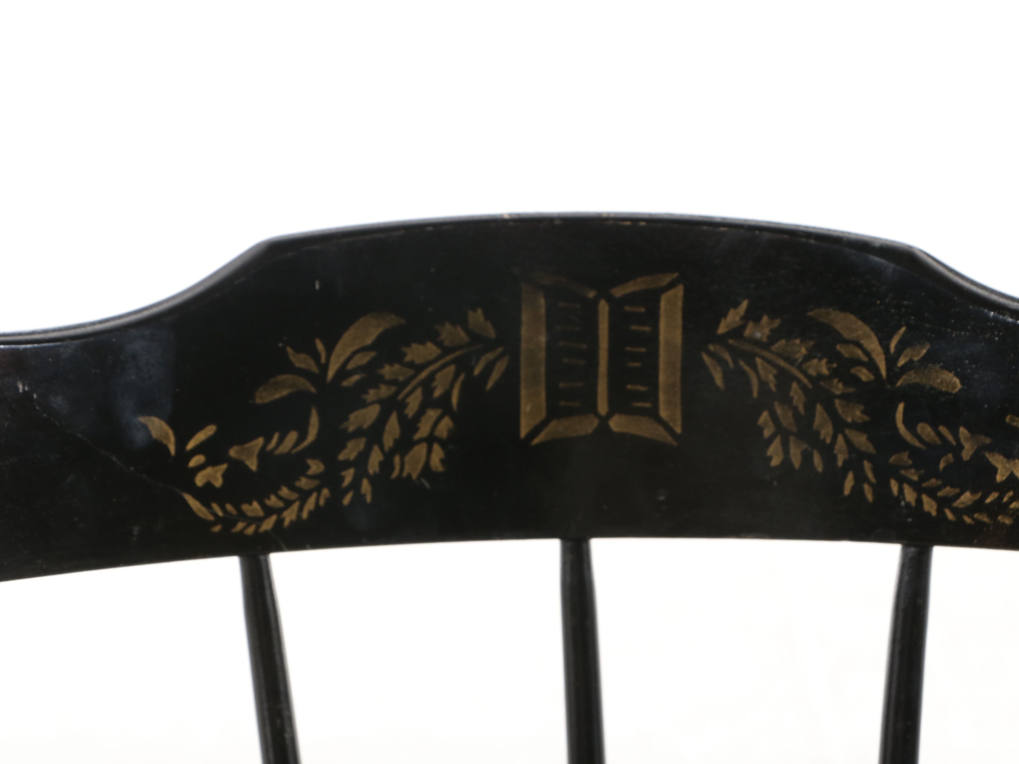 Nichols & Stone Stenciled Windsor Armchair and Rocking Chair