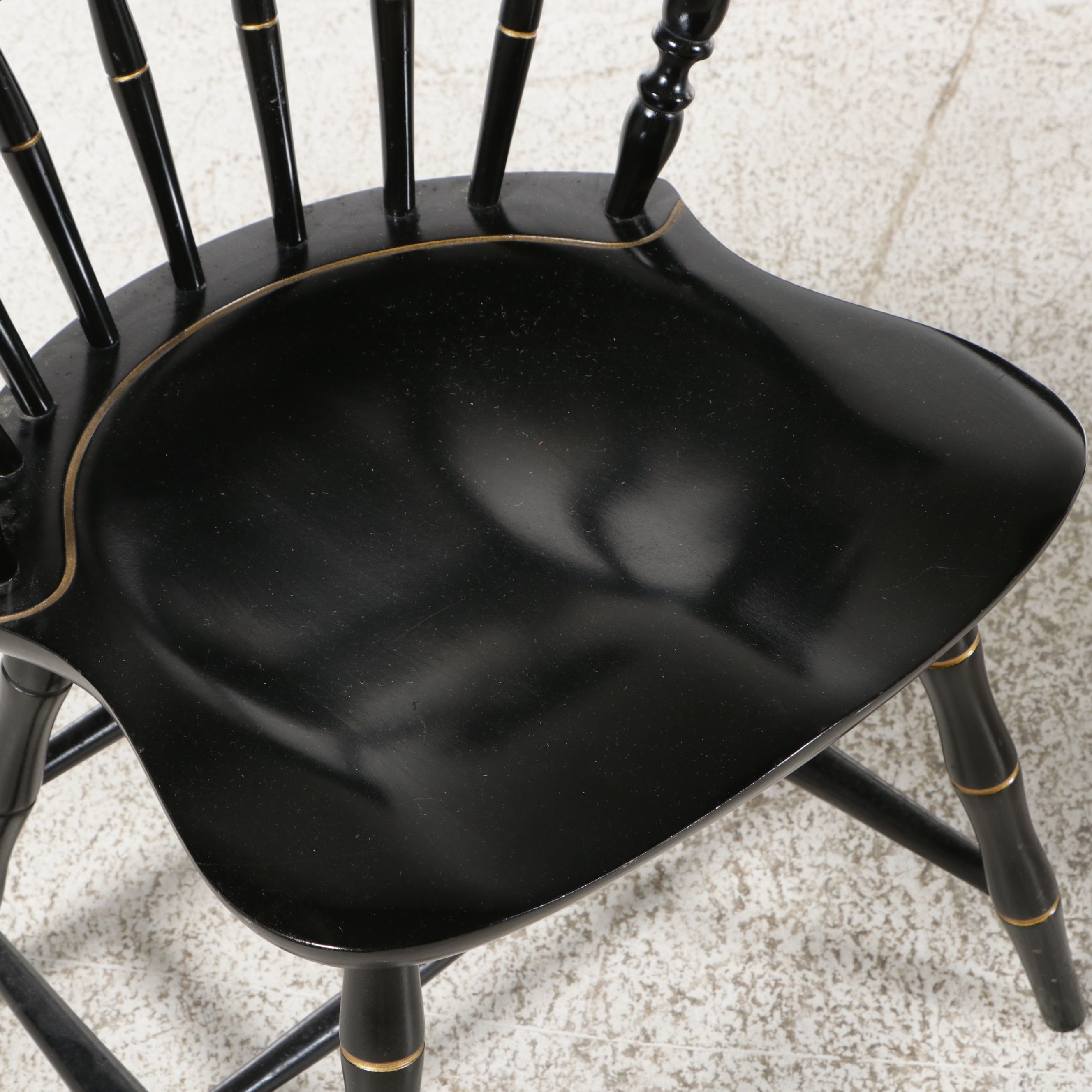 Nichols & Stone Stenciled Windsor Armchair and Rocking Chair