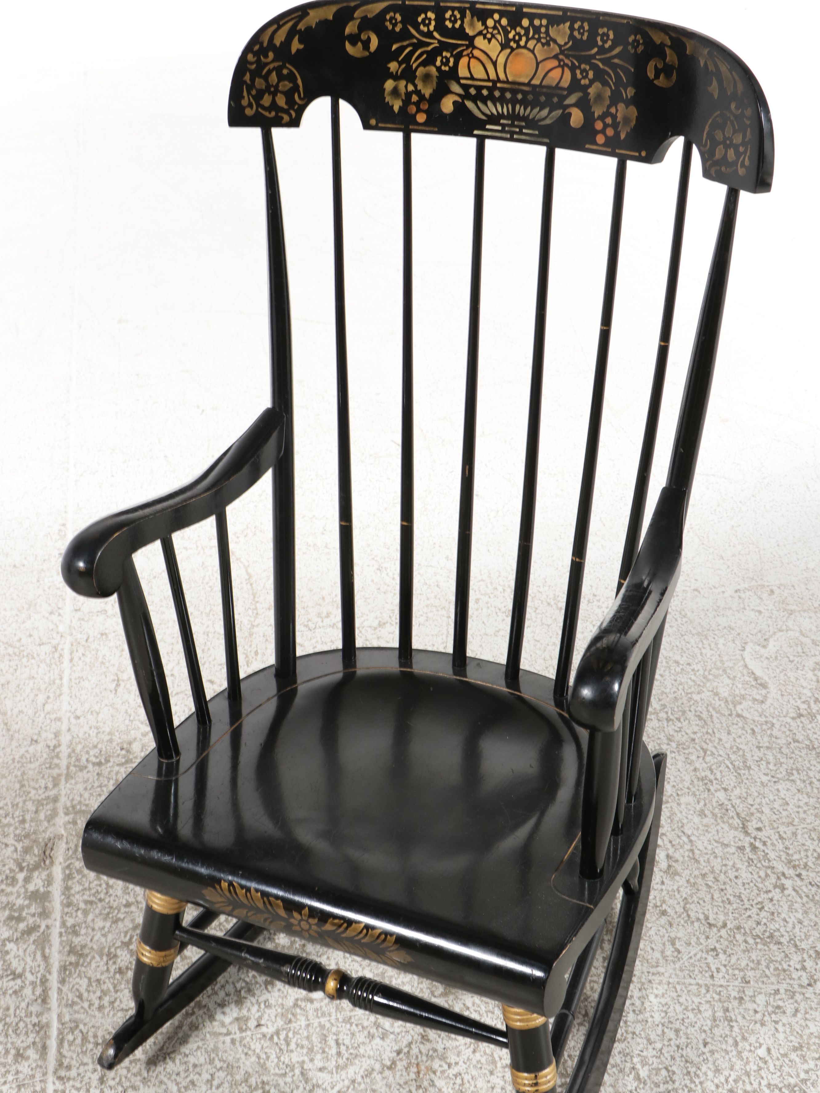 Nichols & Stone Stenciled Windsor Armchair and Rocking Chair