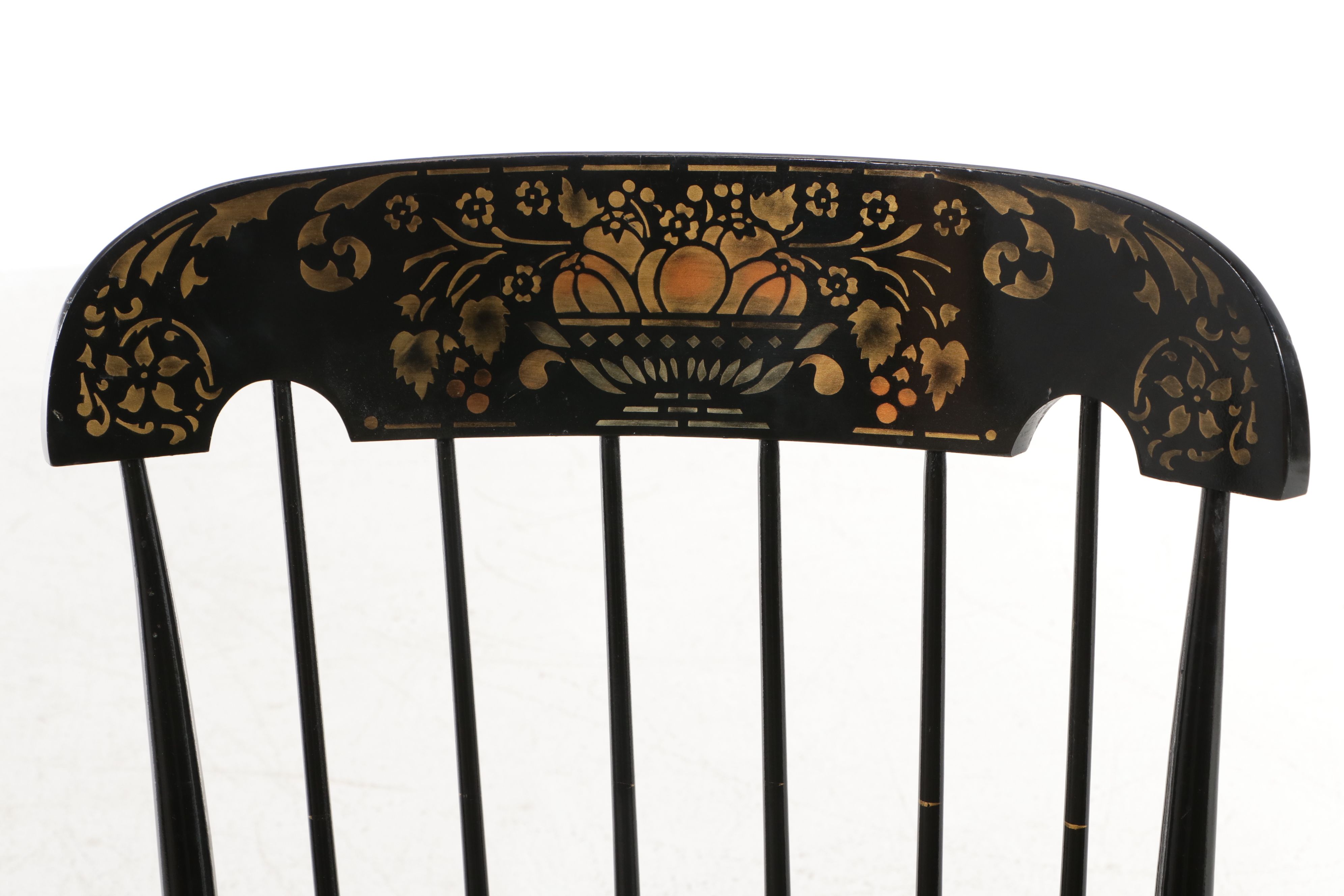 Nichols & Stone Stenciled Windsor Armchair and Rocking Chair