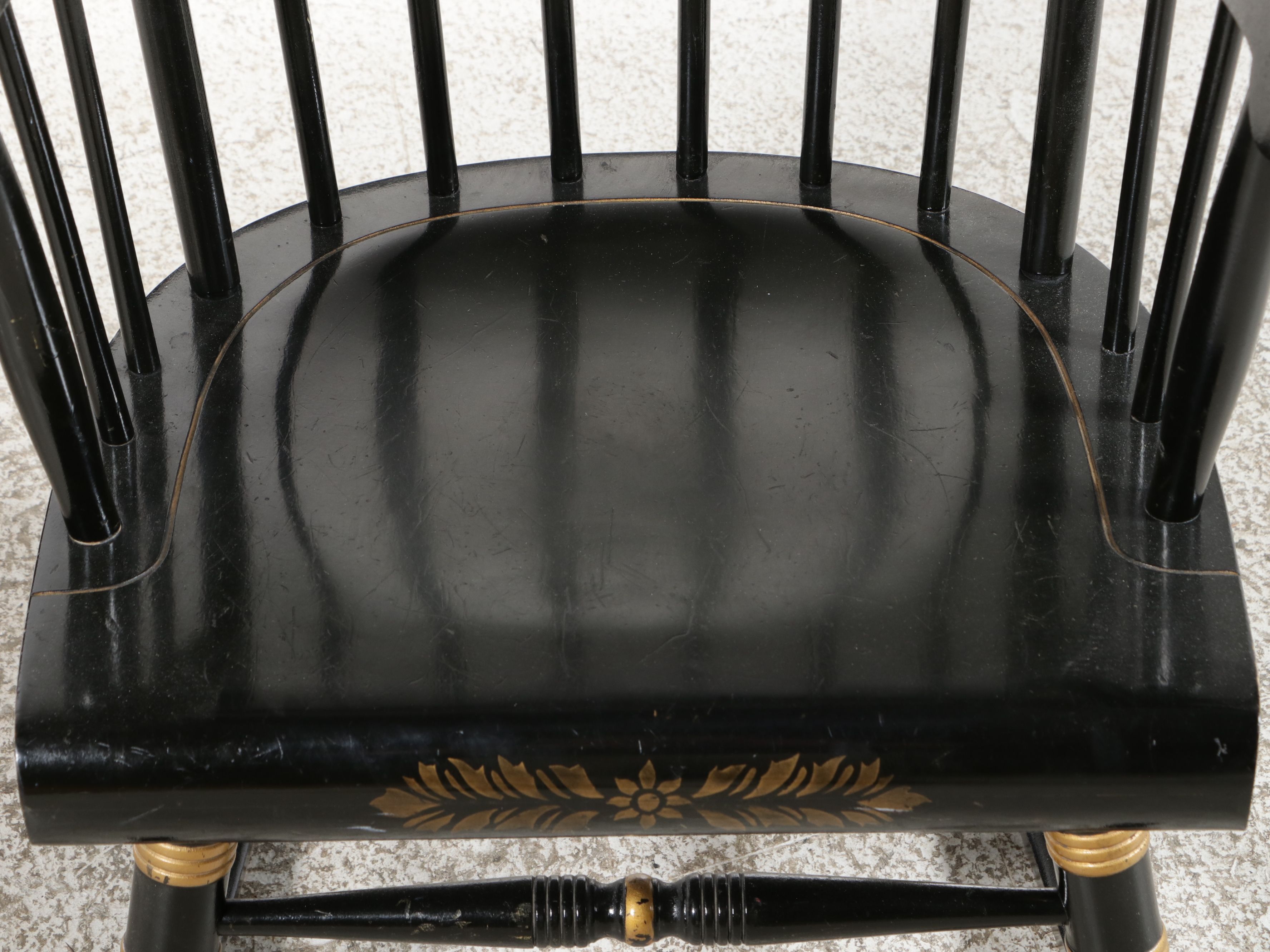 Nichols & Stone Stenciled Windsor Armchair and Rocking Chair