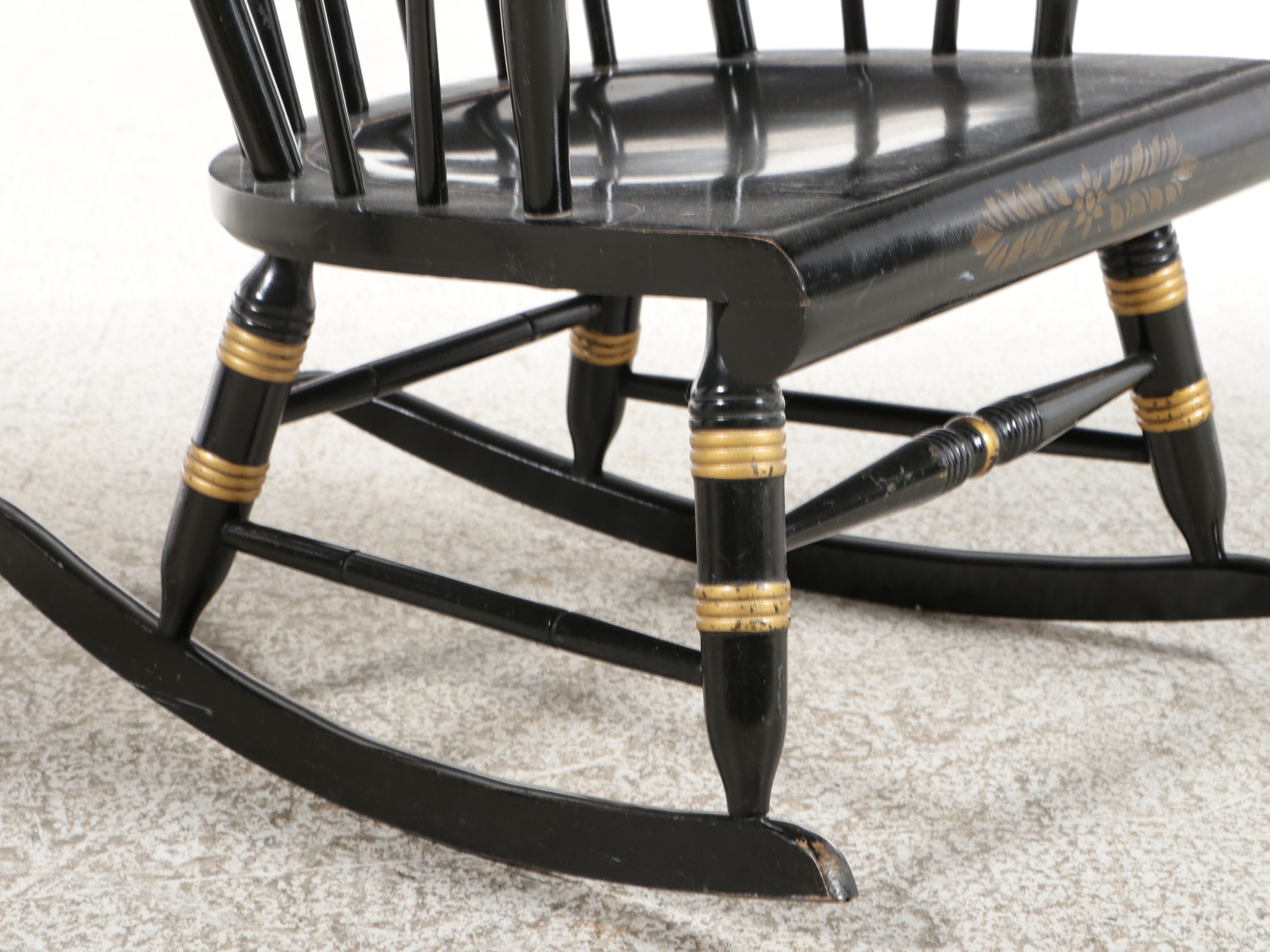 Nichols & Stone Stenciled Windsor Armchair and Rocking Chair