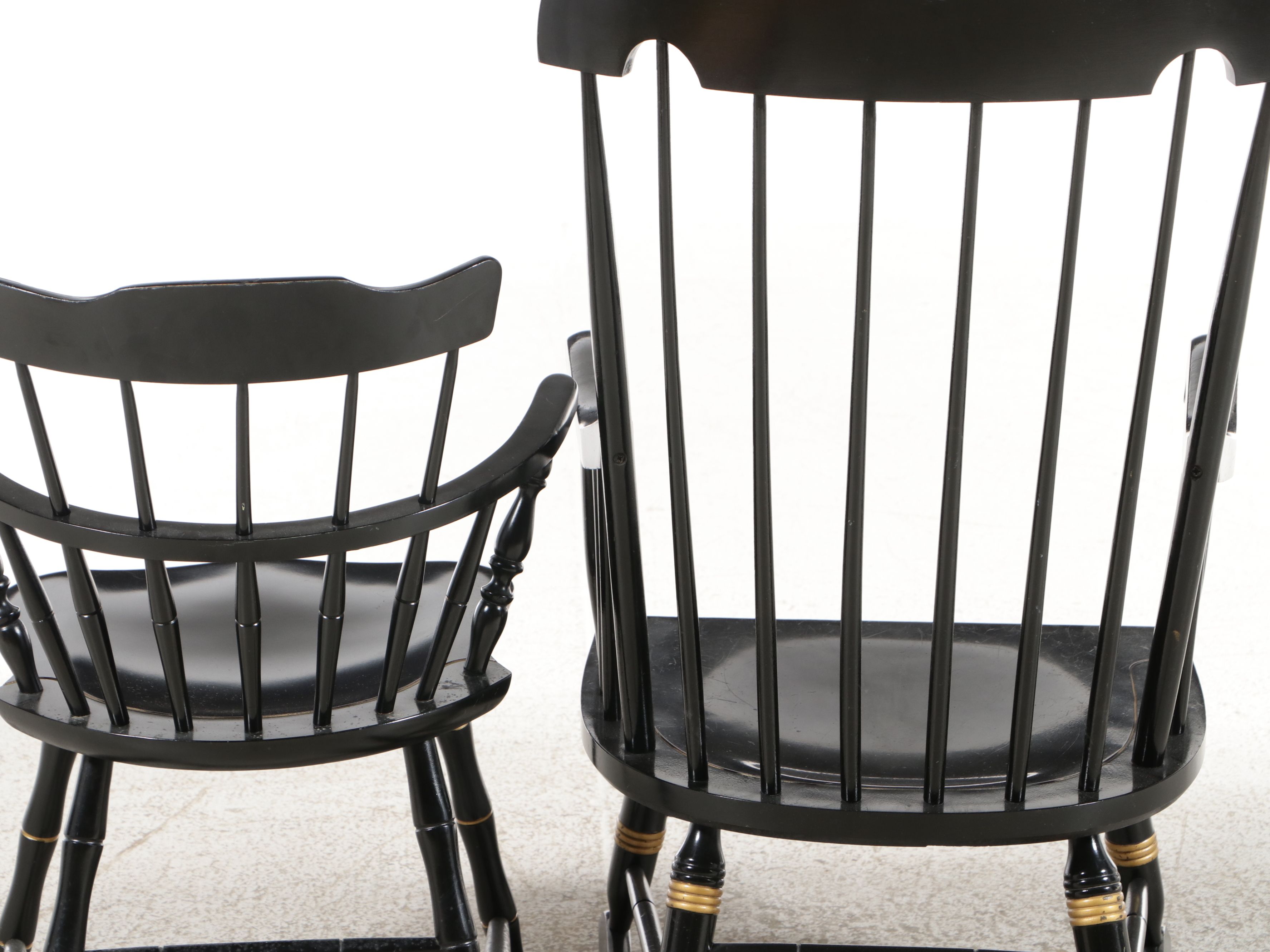 Nichols & Stone Stenciled Windsor Armchair and Rocking Chair