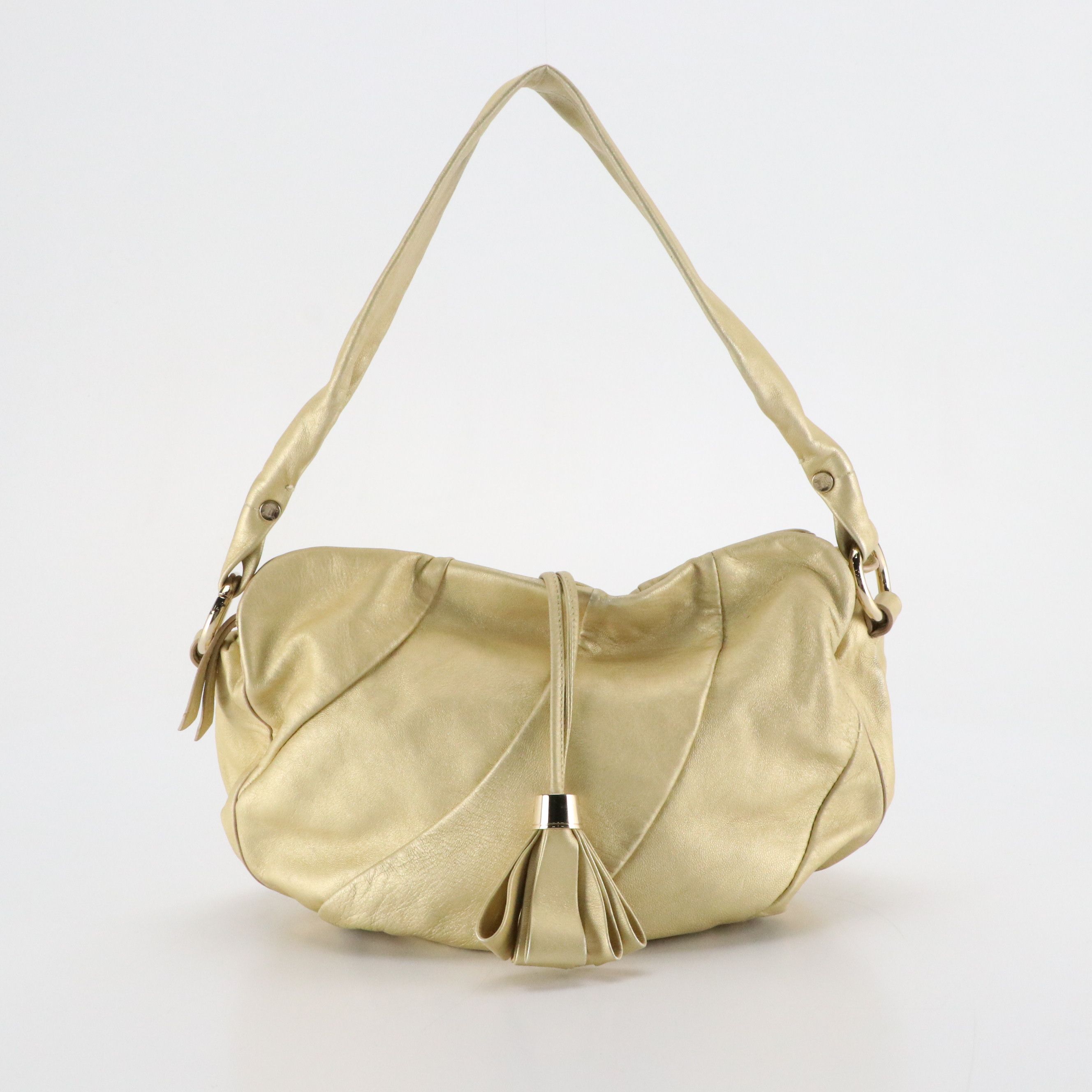 Celine Bittersweet Hobo Shoulder Bag in Metallic Gold Grained Calfskin Leather