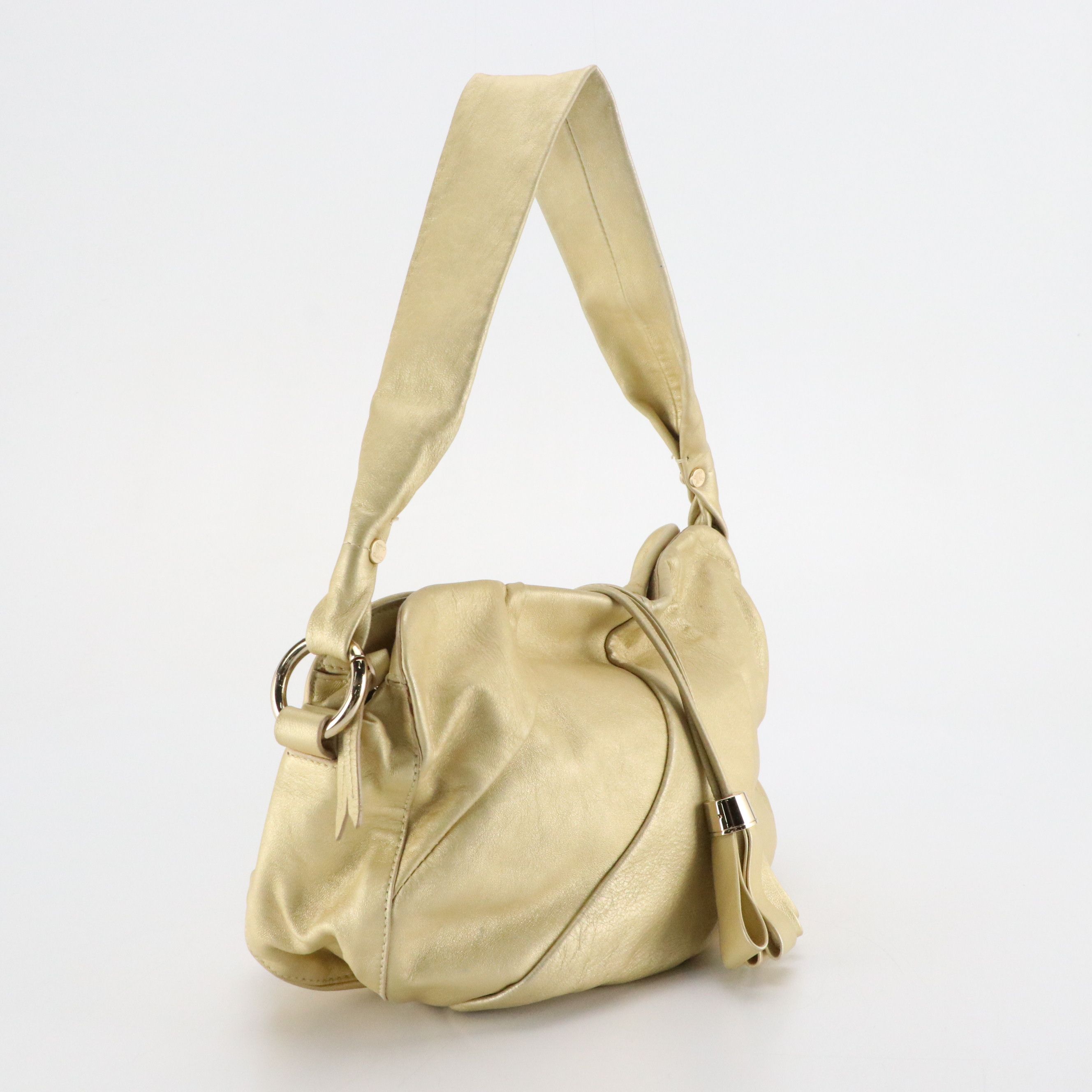 Celine Bittersweet Hobo Shoulder Bag in Metallic Gold Grained Calfskin Leather
