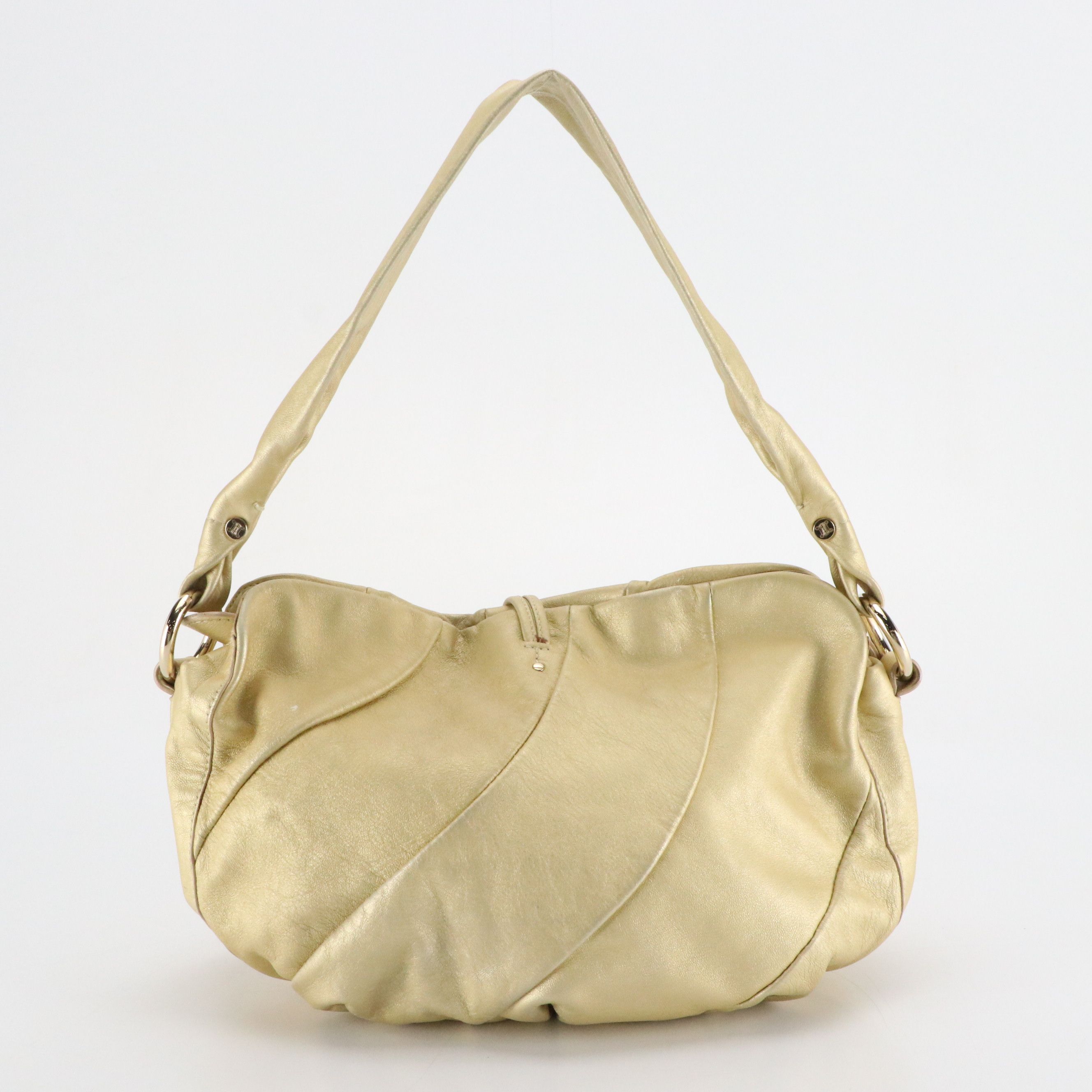 Celine Bittersweet Hobo Shoulder Bag in Metallic Gold Grained Calfskin Leather