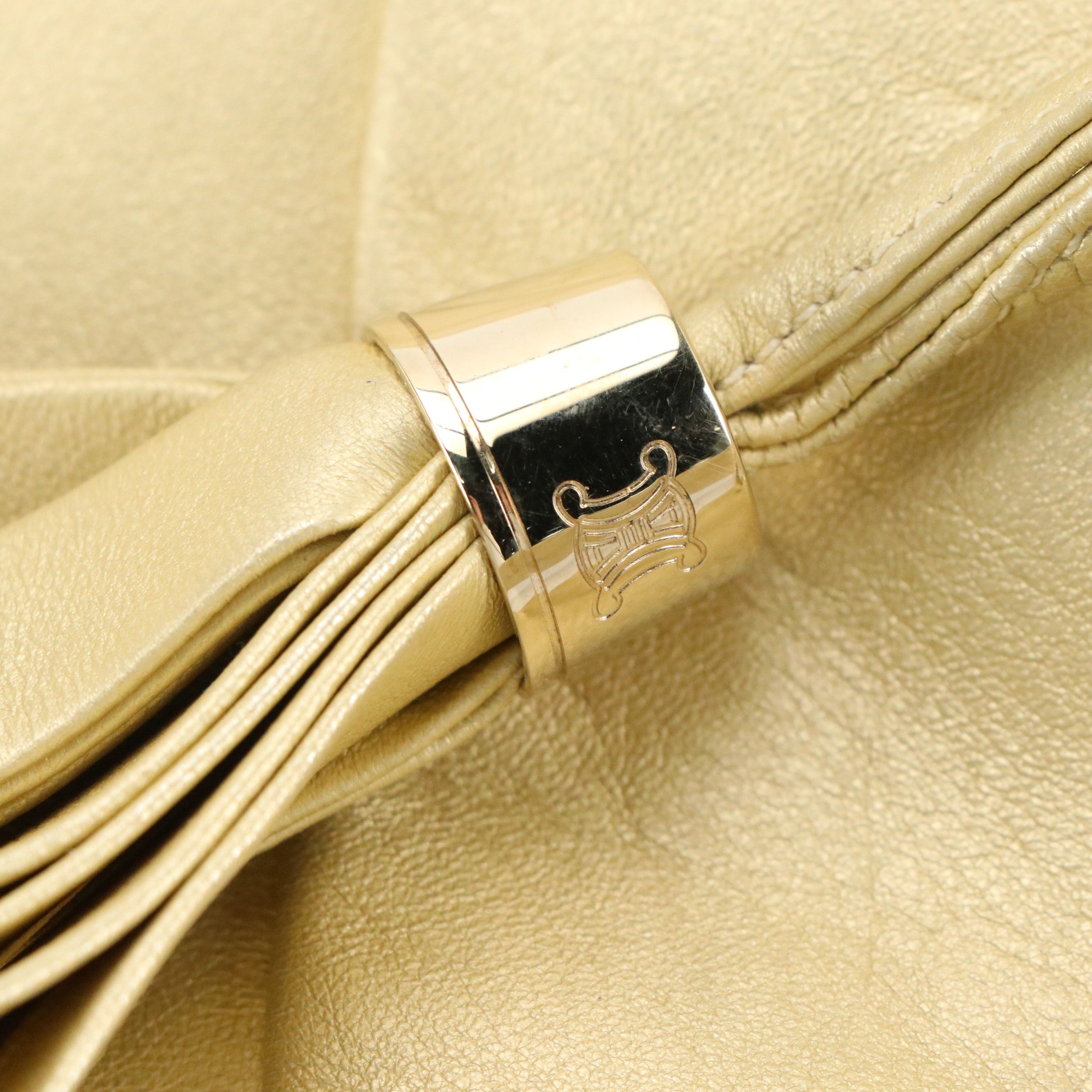 Celine Bittersweet Hobo Shoulder Bag in Metallic Gold Grained Calfskin Leather