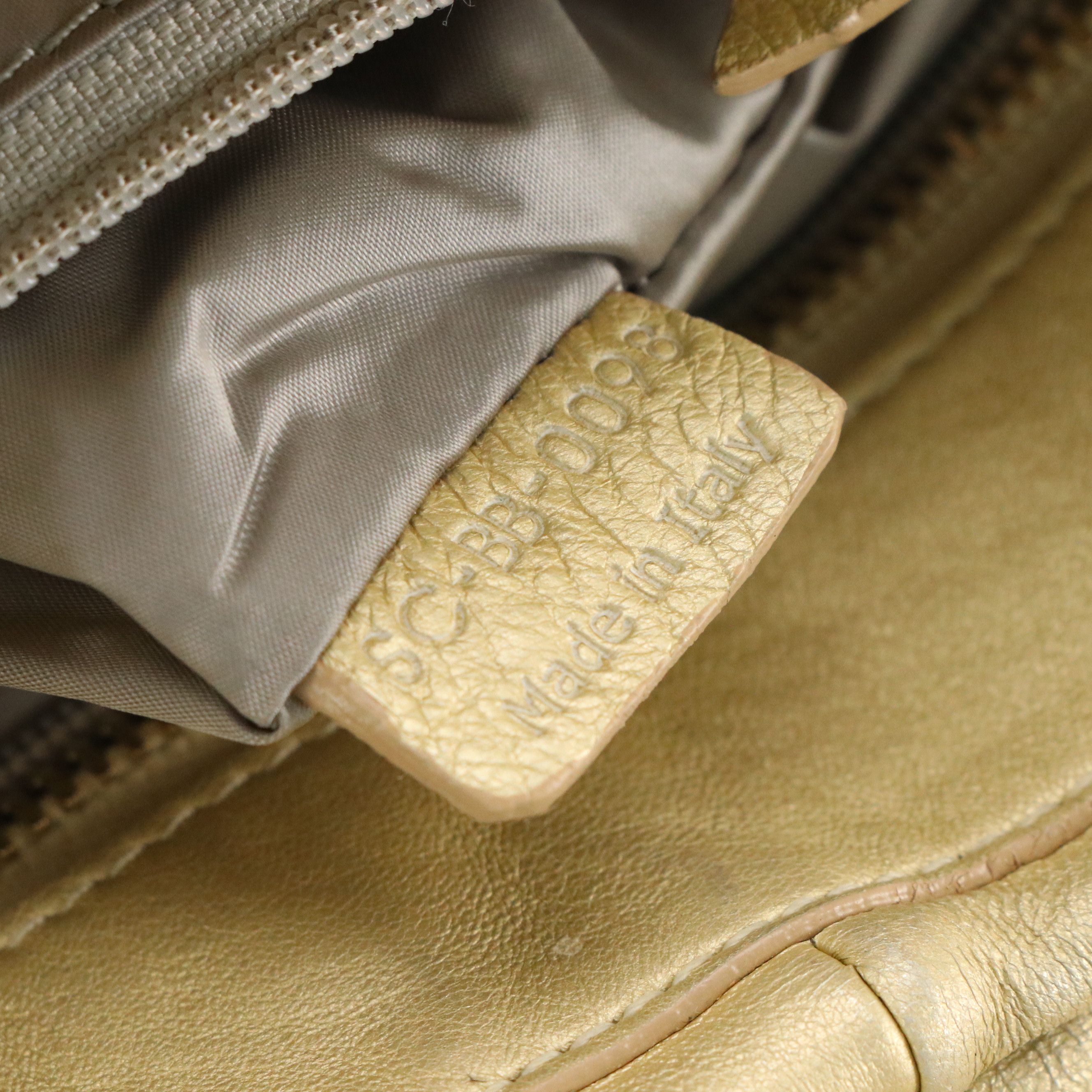 Celine Bittersweet Hobo Shoulder Bag in Metallic Gold Grained Calfskin Leather